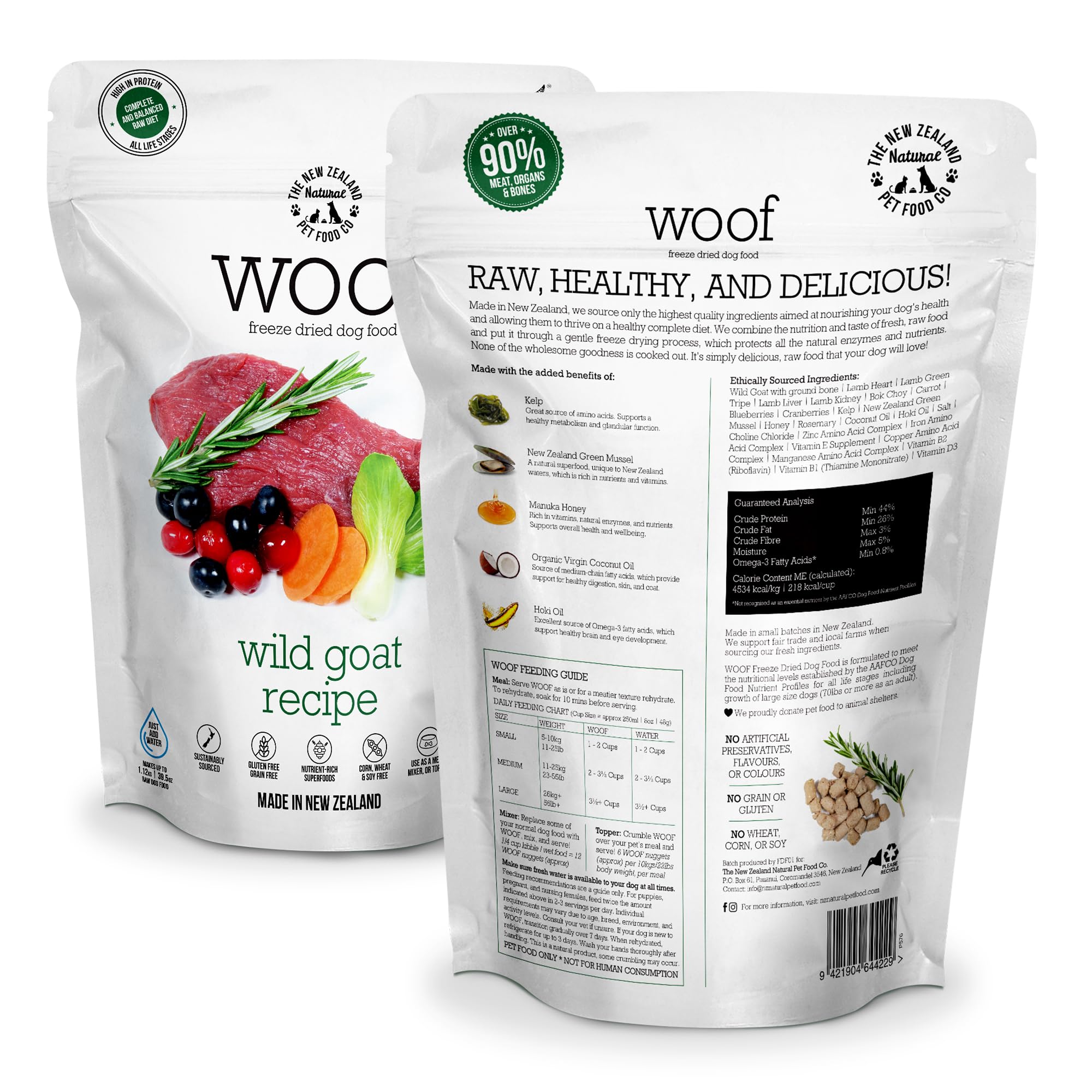 WOOF Wild Goat Freeze Dried Raw Dog Food - High Protein Natural Limited Ingredient Recipe (9.9oz) | Perfect as Dog Food Mixer, Topper or Healthy Treat for Active Dogs