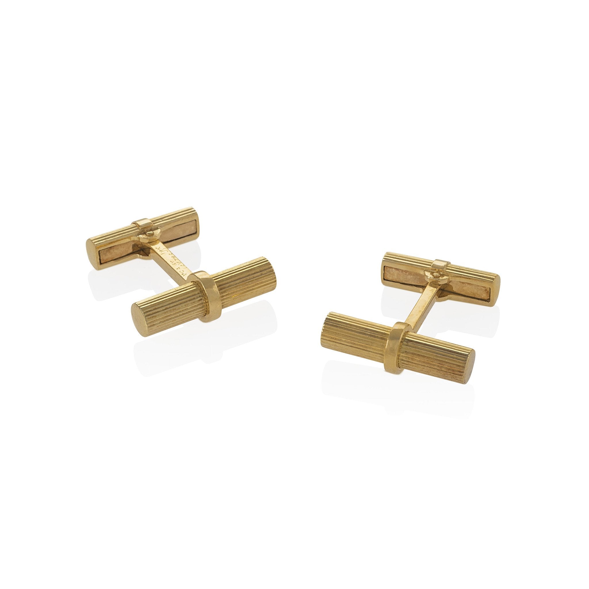 Van Cleef & Arpels 18K Gold Luxury Cylinder Cufflinks for Men - Elegant Dress Shirt Accessories for Weddings, Business & Formal Events