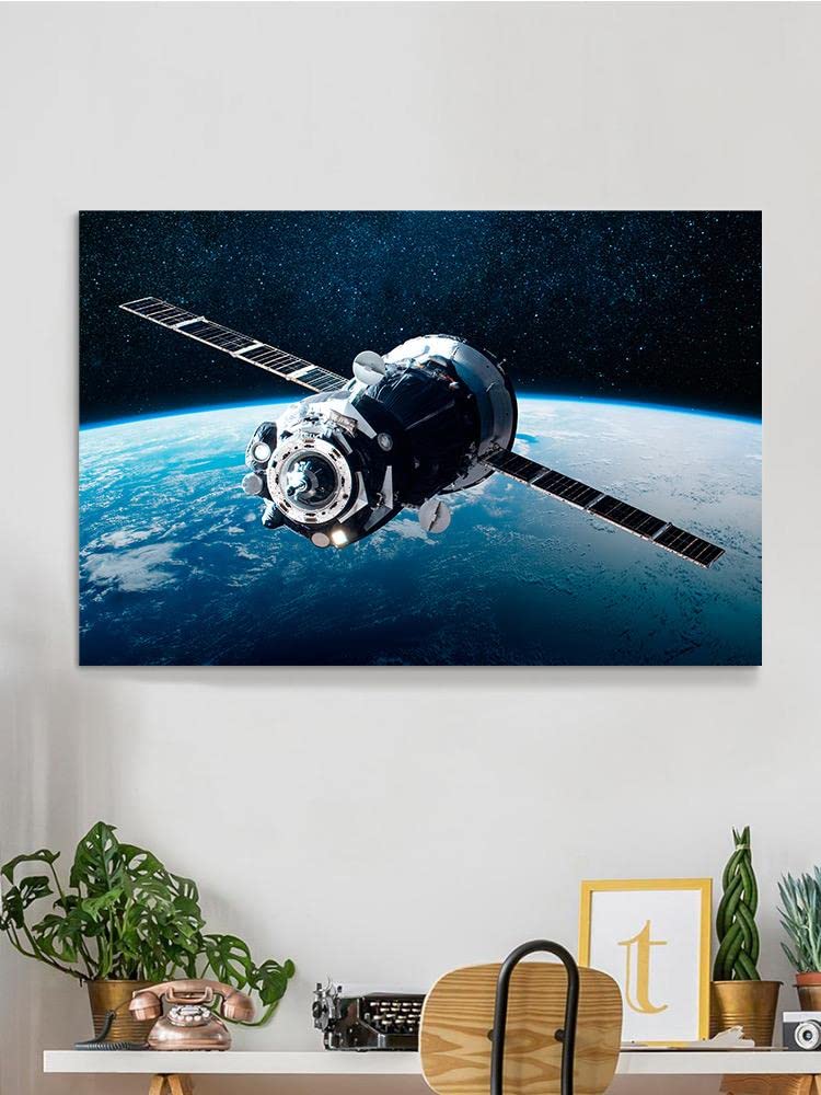 Space Cargo Craft & Earth Canvas Wall Art - Stunning Galaxy & Planet Decor for Living Room, Bedroom & Office