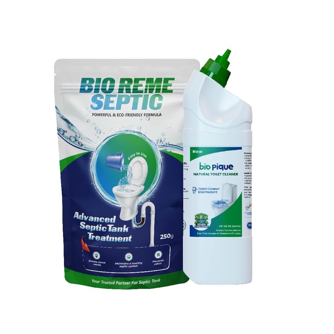 Bio Reme Septic Tank Cleaner 250G & Toilet Cleaner 500ML - Eco-Friendly Natural Enzyme Treatment for Clogged Drains & Septic Systems - Perfect for Home, RV & Camping Use