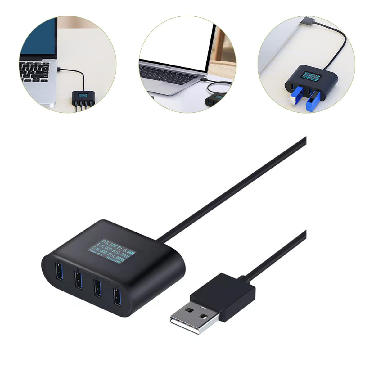 Homoyoyo 2-Pack USB 3.0 Hub with 4 Ports - High-Speed USB A Splitter Adapter for Laptop, PC, MacBook - Portable USB Port Expander for Charging, Data Transfer, Keyboard, Mouse - Perfect for Home Office & Travel