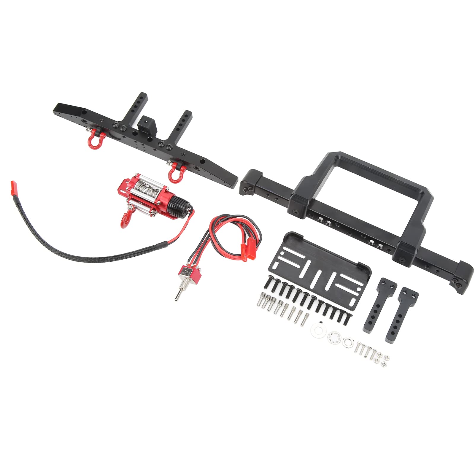 Heavy Duty RC Car Front & Rear Bumper with Winch Mount | Replacement Bumper Accessories for 1/10 Scale RC Cars | Off-Road Crawler Protection & Customization Upgrade