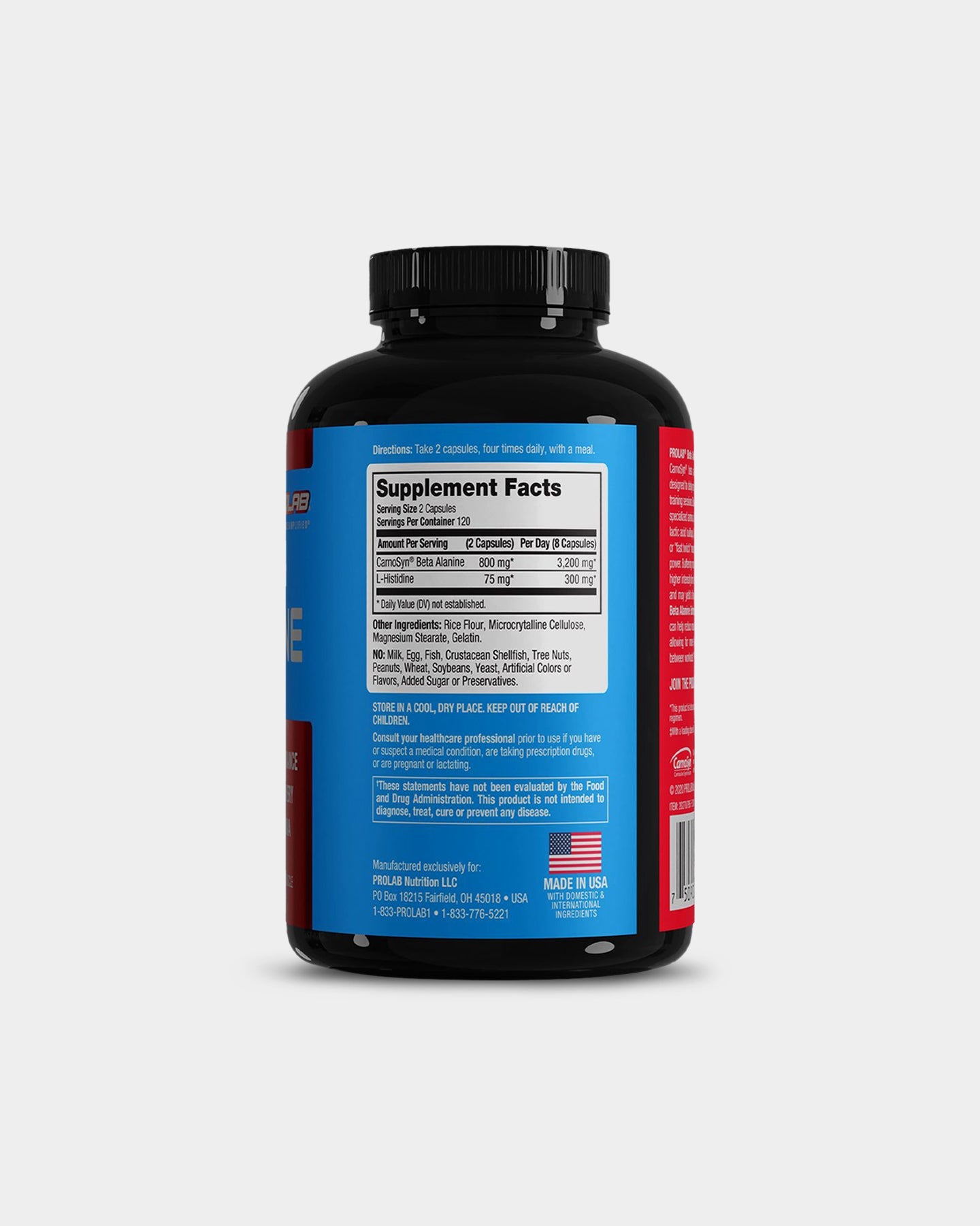 Prolab Nutrition Beta Alanine Powder - Premium Workout Supplement for Muscle Endurance & Strength - Pre-Workout & Athletic Performance Booster