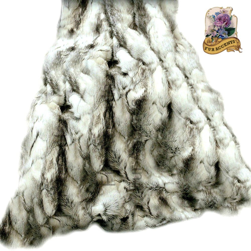 Premium 5'x7' Faux Fur Rabbit Pelt Throw Blanket - Black, Gray & White Minky Cuddle Fur Lining - Ultra Soft & Luxurious for Bed, Sofa & Home Decor
