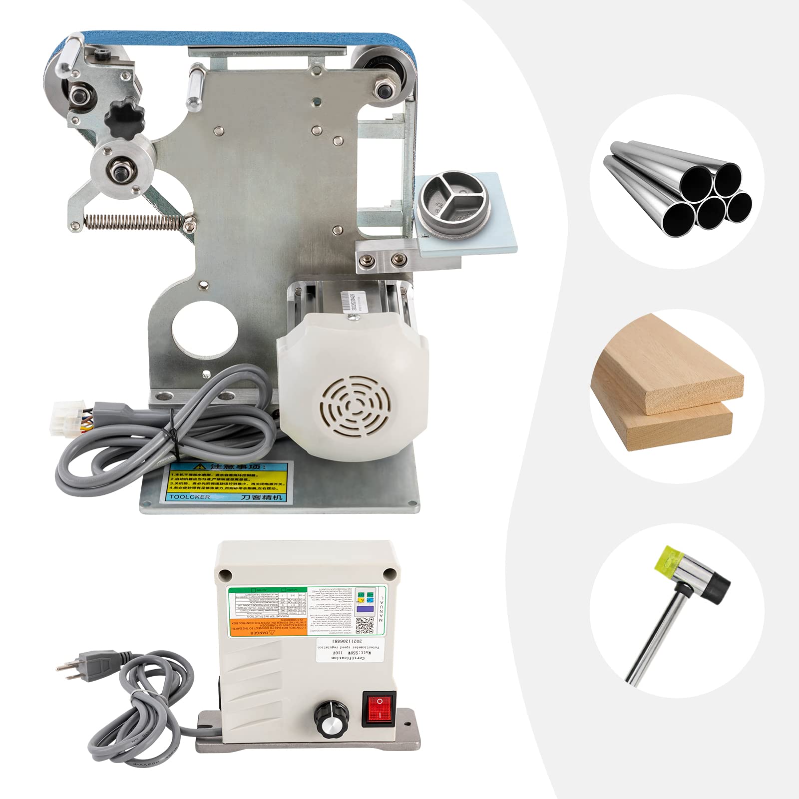 550W Mini Belt Sander & 6000RPM Disc Polisher Grinder with Brushless Motor - Multi-Function Workbench with Controller for Metal/Woodworking - Perfect for DIY Projects, Knife Sharpening & Surface Polishing