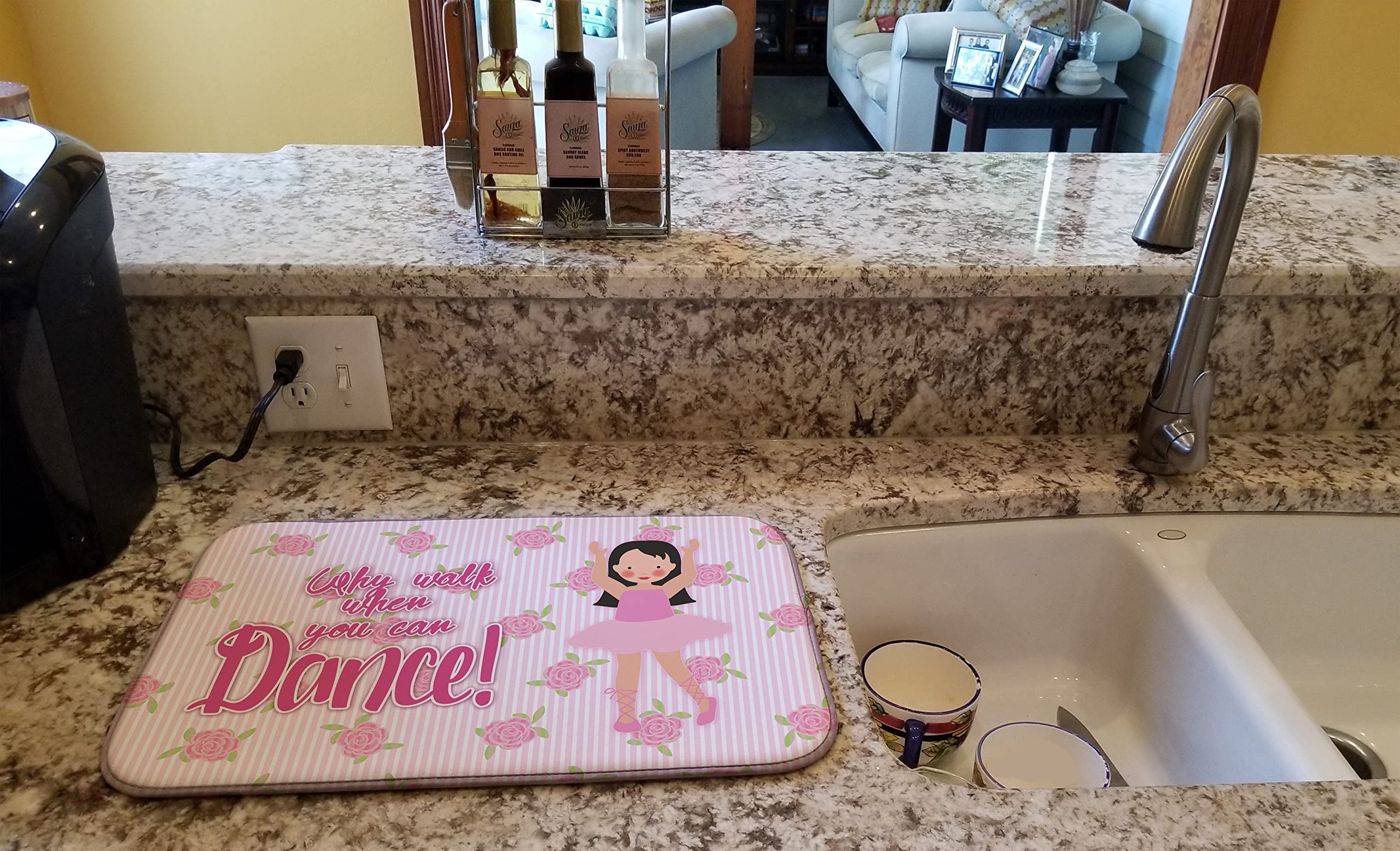 Ballet Hair Dish Drying Mat - Absorbent Kitchen Counter Pad, 14x21