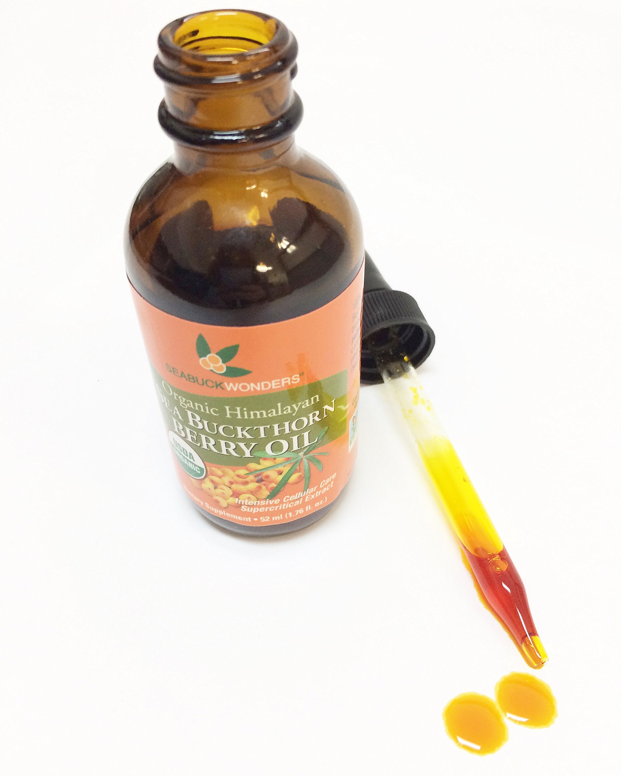 Organic Sea Buckthorn Berry Oil - 100% Pure & Certified, 1.76 Fl Oz (Pack of 12) - Cold Pressed, Rich in Omega 7, for Skin Care, Hair Growth & Immune Support