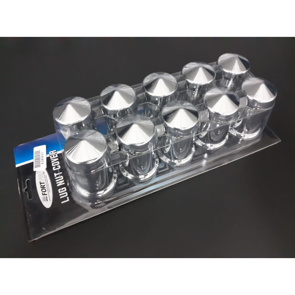Fortpro 33mm x 3 3/16 Inch Chrome Plated Push On Nut Covers - 10 Pack (F247611) | Durable Metal Caps for Automotive, Furniture & DIY Projects