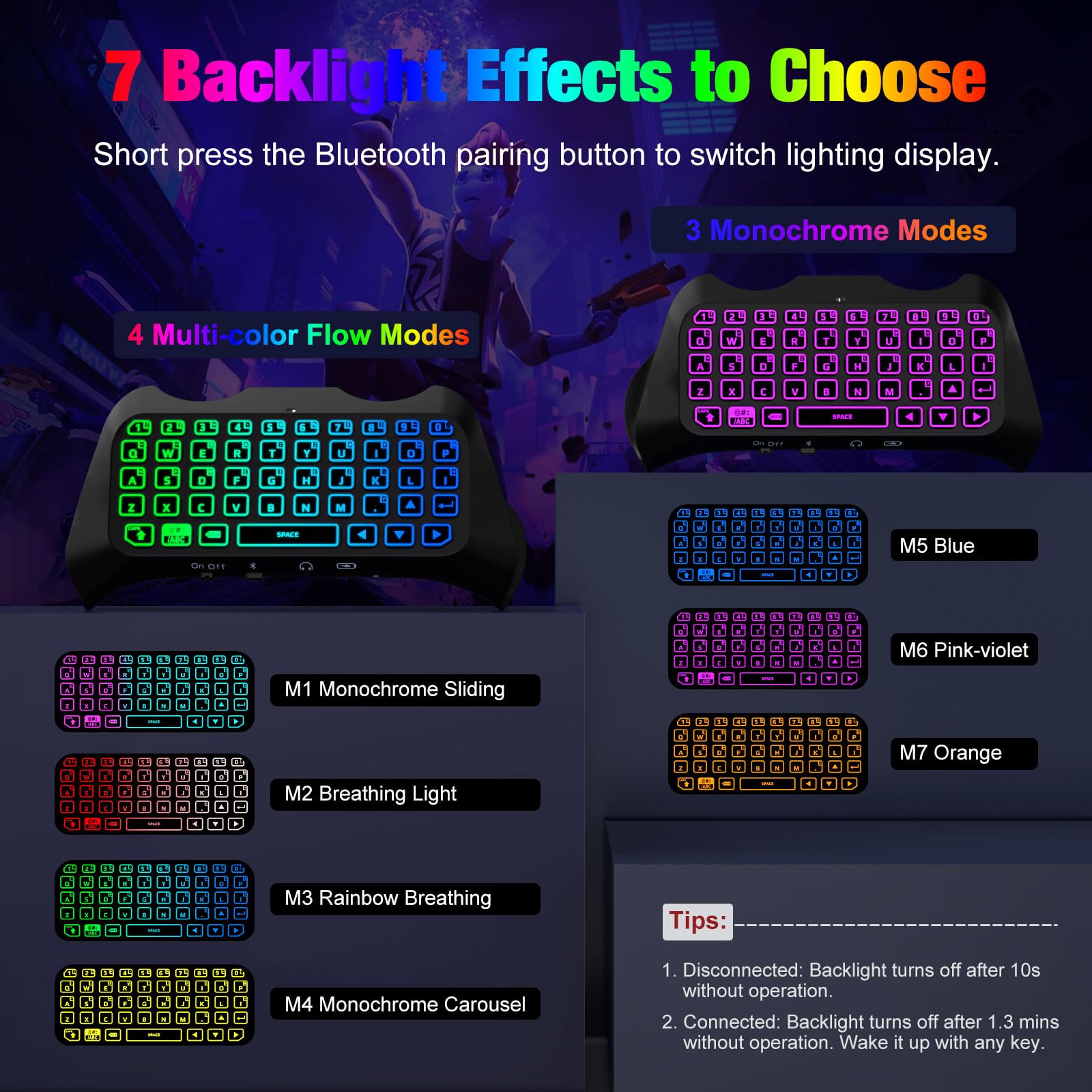MoKo RGB Backlit Wireless Bluetooth Keyboard for PS5 Controller - Mini Gamepad Chatpad with Upgraded Built-in Speaker & 3.5mm Audio Jack | Perfect for Gaming, Streaming & Voice Chat on Playstation 5