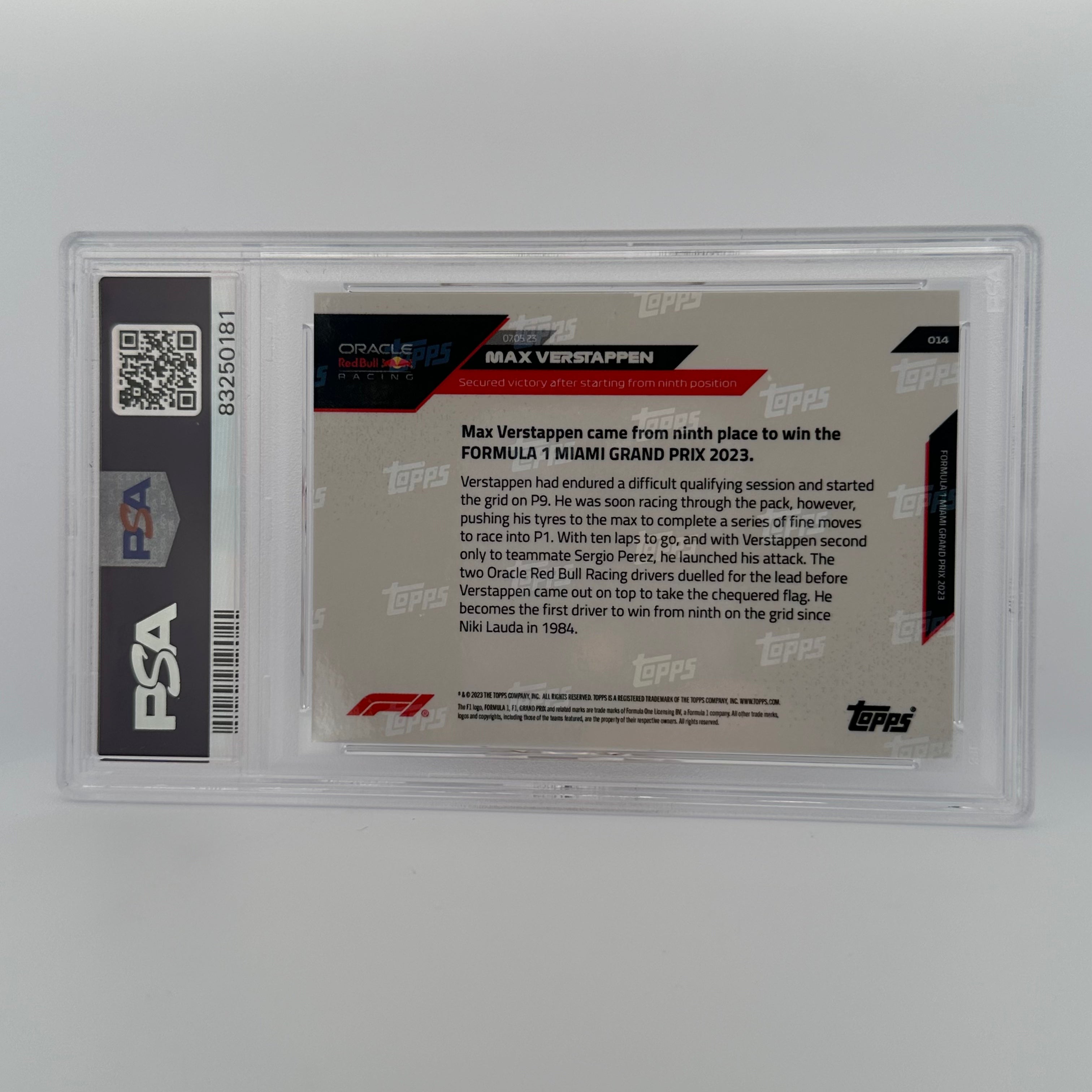 PSA 10 91/99 Max Verstappen #14 Red Bull Racing F1 Trading Card - Collectible Sports Memorabilia for Fans & Investors (Perfect for Display, Gifts, and Card Collections)