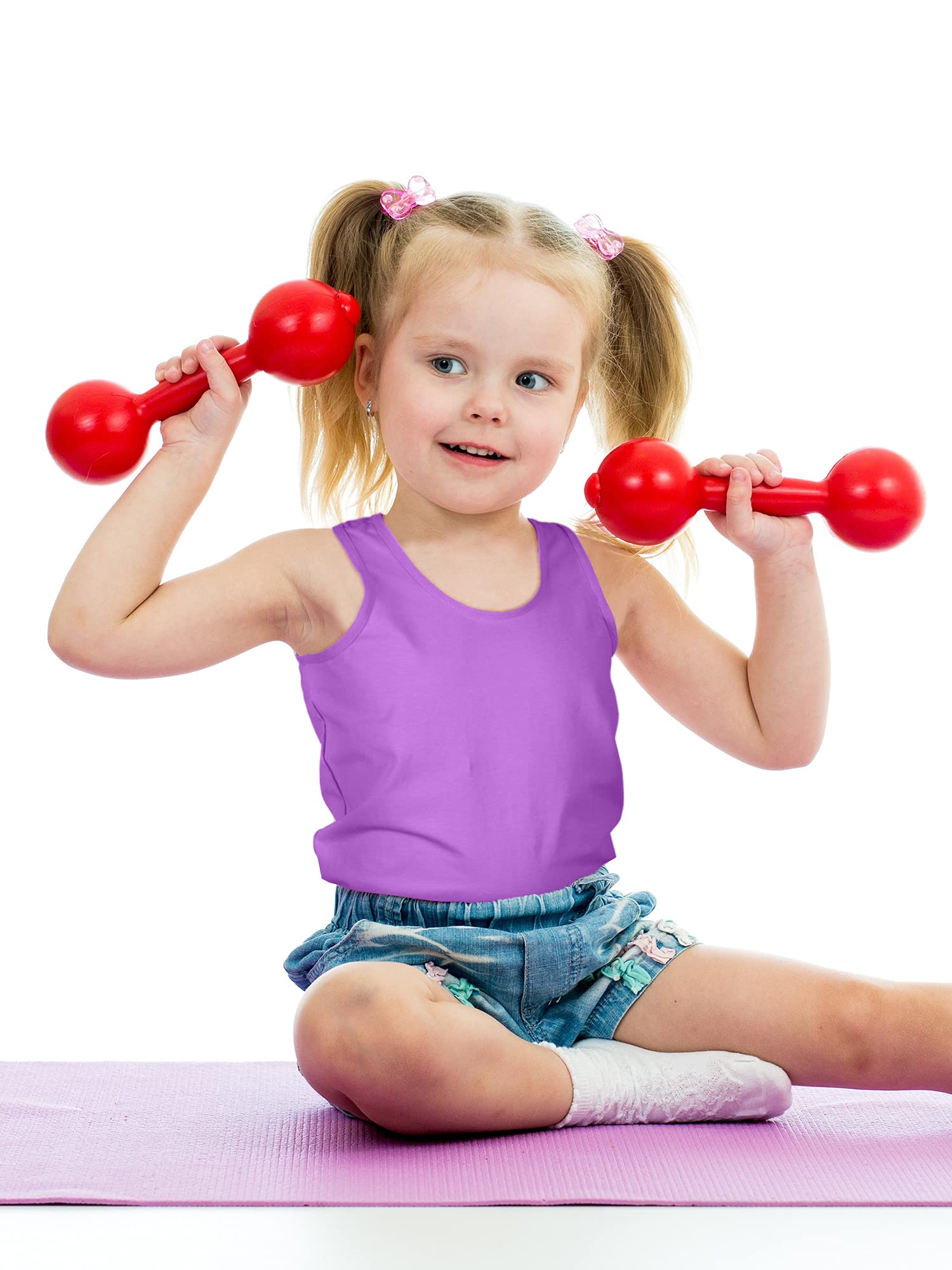 SATINIOR 4 Pack Girls Dance Tank Tops - Racerback Crop Tops Sleeveless Athletic Shirts for Dance, Gymnastics, Yoga & Performance - Breathable Comfort Fit for Kids & Teens
