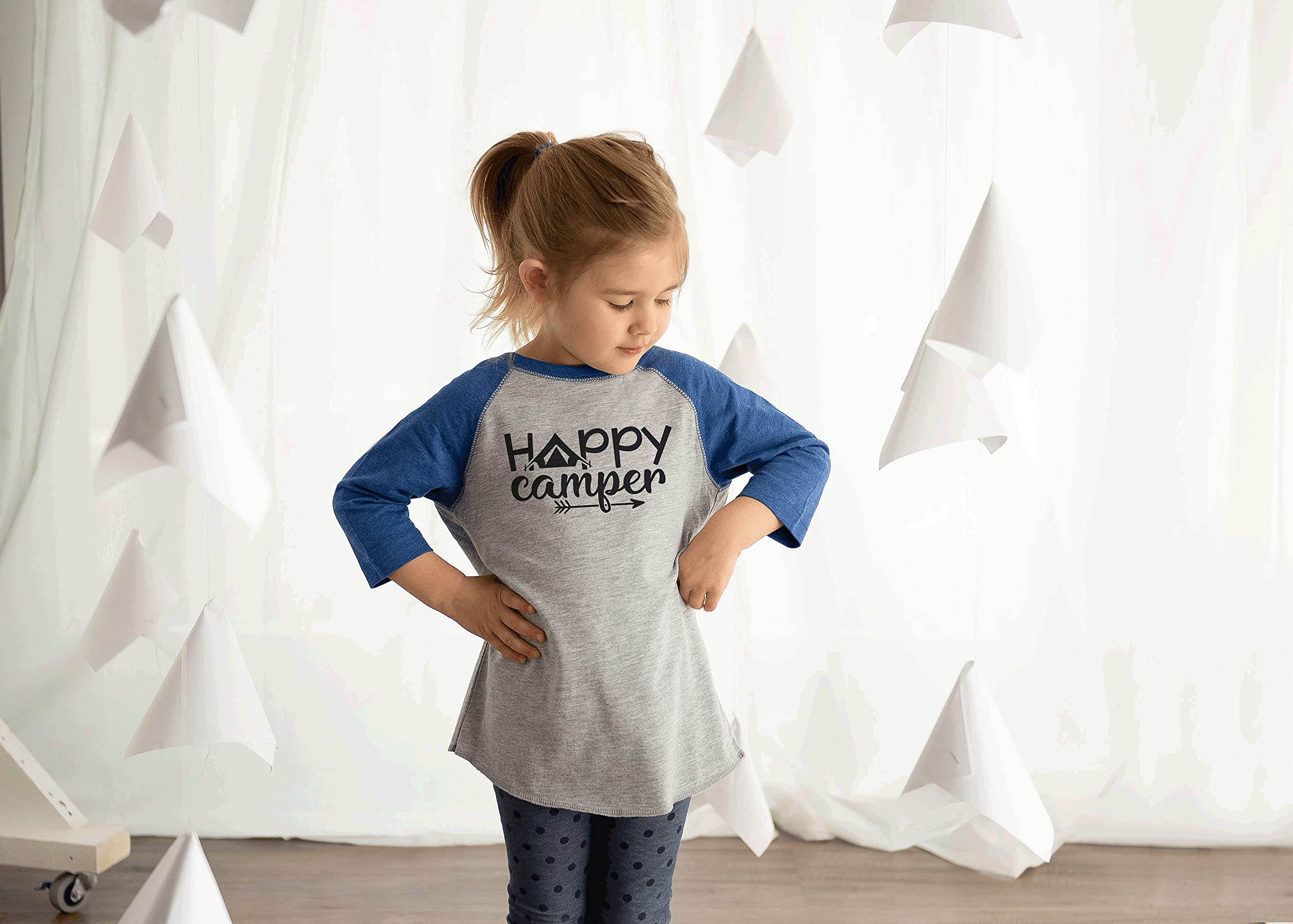 Happy Camper Tent Blue T-Shirt for Kids | 7 ate 9 Apparel | Fun Outdoor Adventures & Camping Wear
