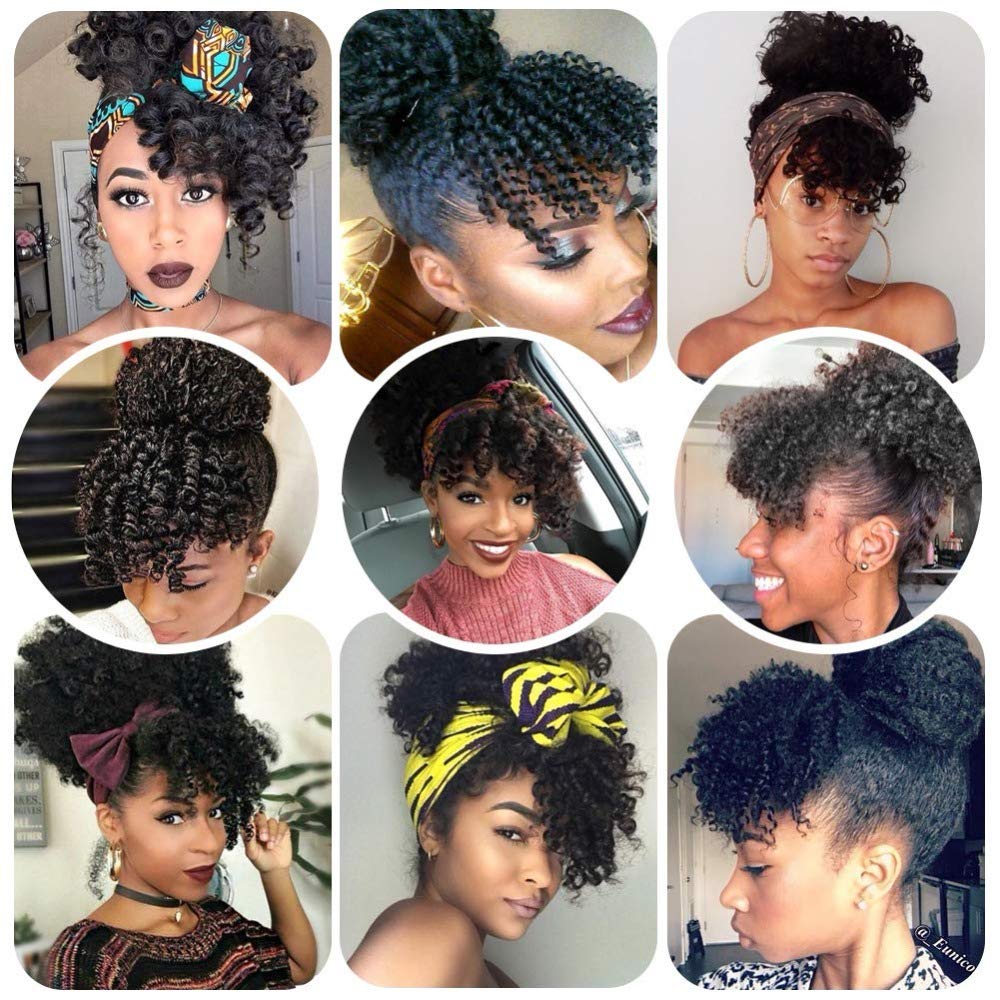Afro Kinky Curly Clip-In Bangs | Human Hair Extensions | Natural Black Short Jerry Curly Fringe | Hairpieces for Women | Perfect for Cosplay, Daily Styling & Volume Boost