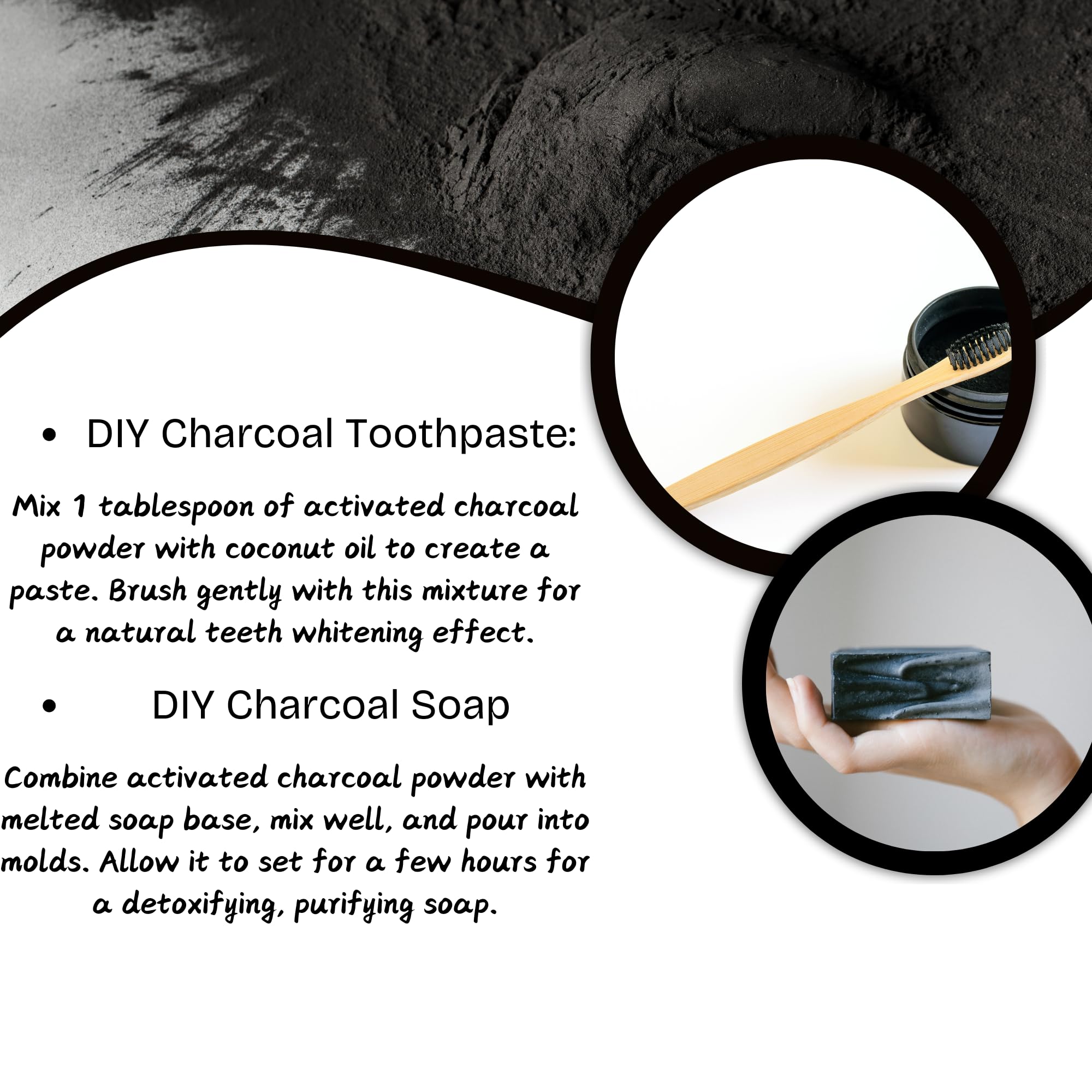 Organic Activated Charcoal Powder - Food Grade Natural Detoxifier for Digestive Health, Teeth Whitening & Skin Care | 8oz (227g) | Perfect for Detox Drinks, DIY Face Masks & First Aid Kit