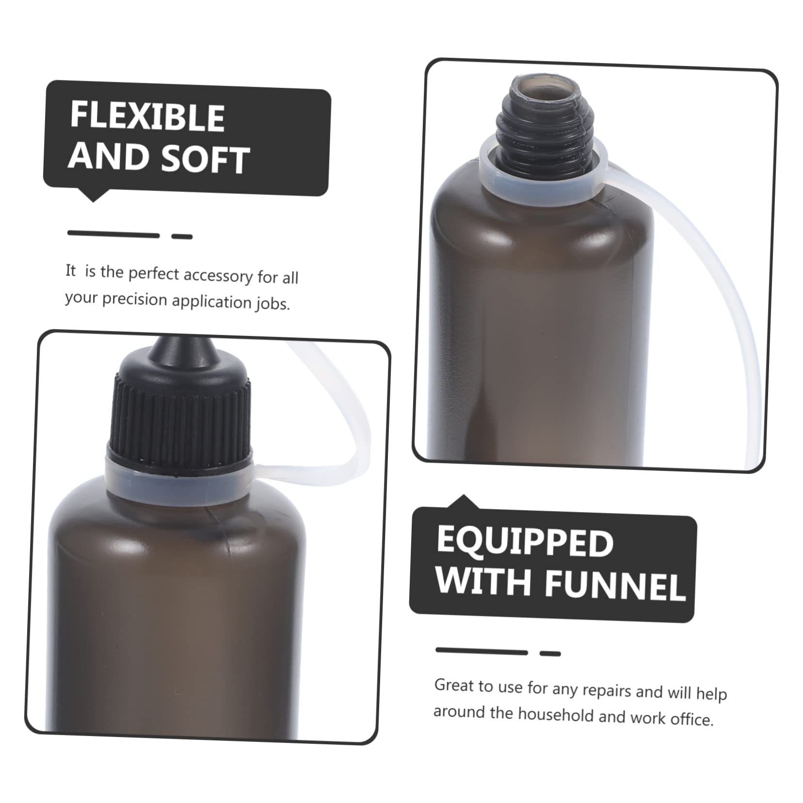 30ml Glue Applicator Bottles Set - 10pcs Reusable Tip Bottles with 2 Funnels for DIY Crafts, Jewelry Making, and Home Repairs