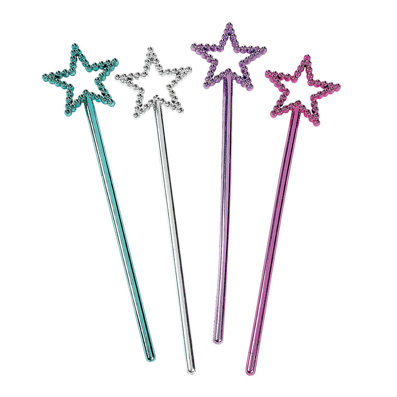 Fun Express Mini Star Wands - Bulk Pack of 24 Glittery Costume Accessories for Kids Dress Up, Party Favors, Halloween Costumes & Cosplay Events