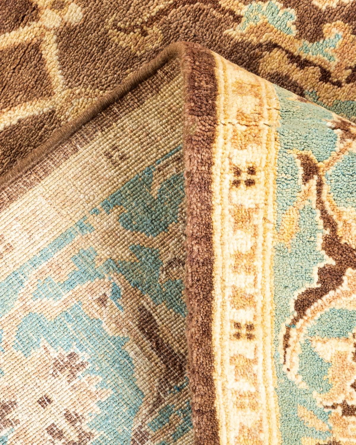 Handmade Traditional Oriental Mogul Brown Wool Area Rug 4x6 - One of a Kind Hand Knotted Solo Rugs for Living Room, Bedroom & Home Decor