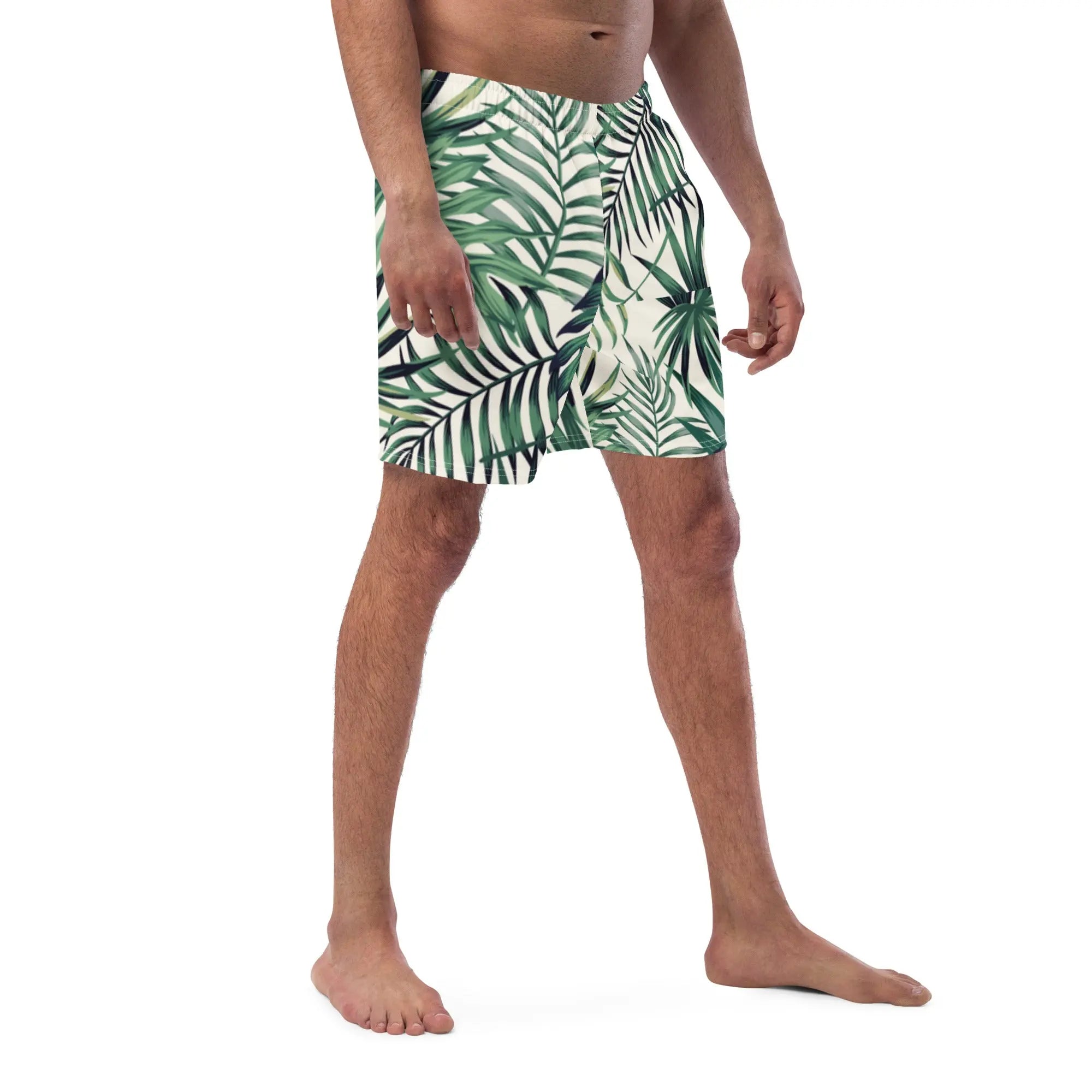 Men's Quick-Dry Swim Trunks with Tropical Leaf Print - Comfortable Beach & Pool Shorts for Swimming, Surfing, and Vacation
