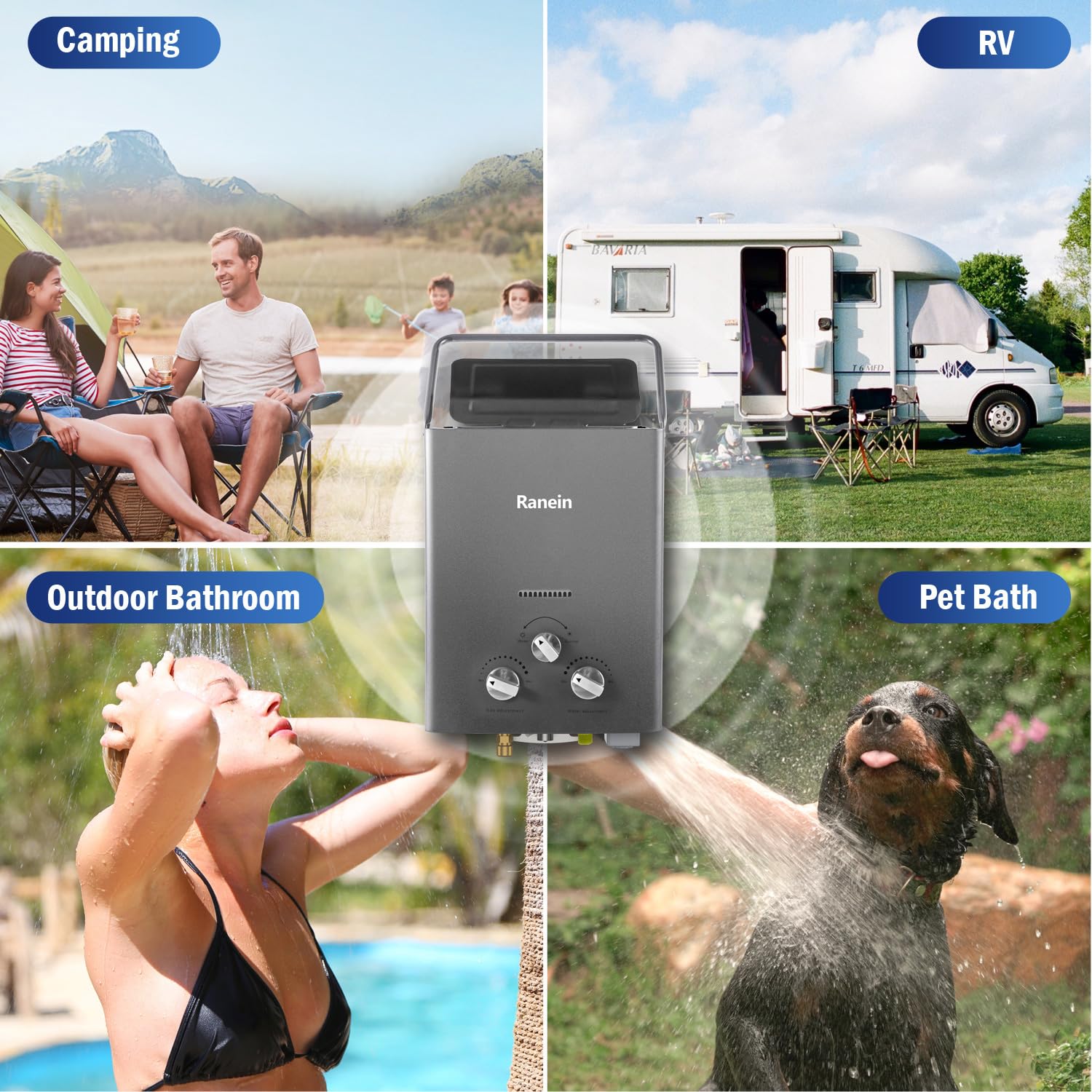 Portable Tankless Water Heater 1.58 GPM - Instant Gas Propane Hot Water Heater with Handle for RV, Camping, Cabins, Barns | Outdoor Shower, Washing Dishes & Emergency Hot Water Supply