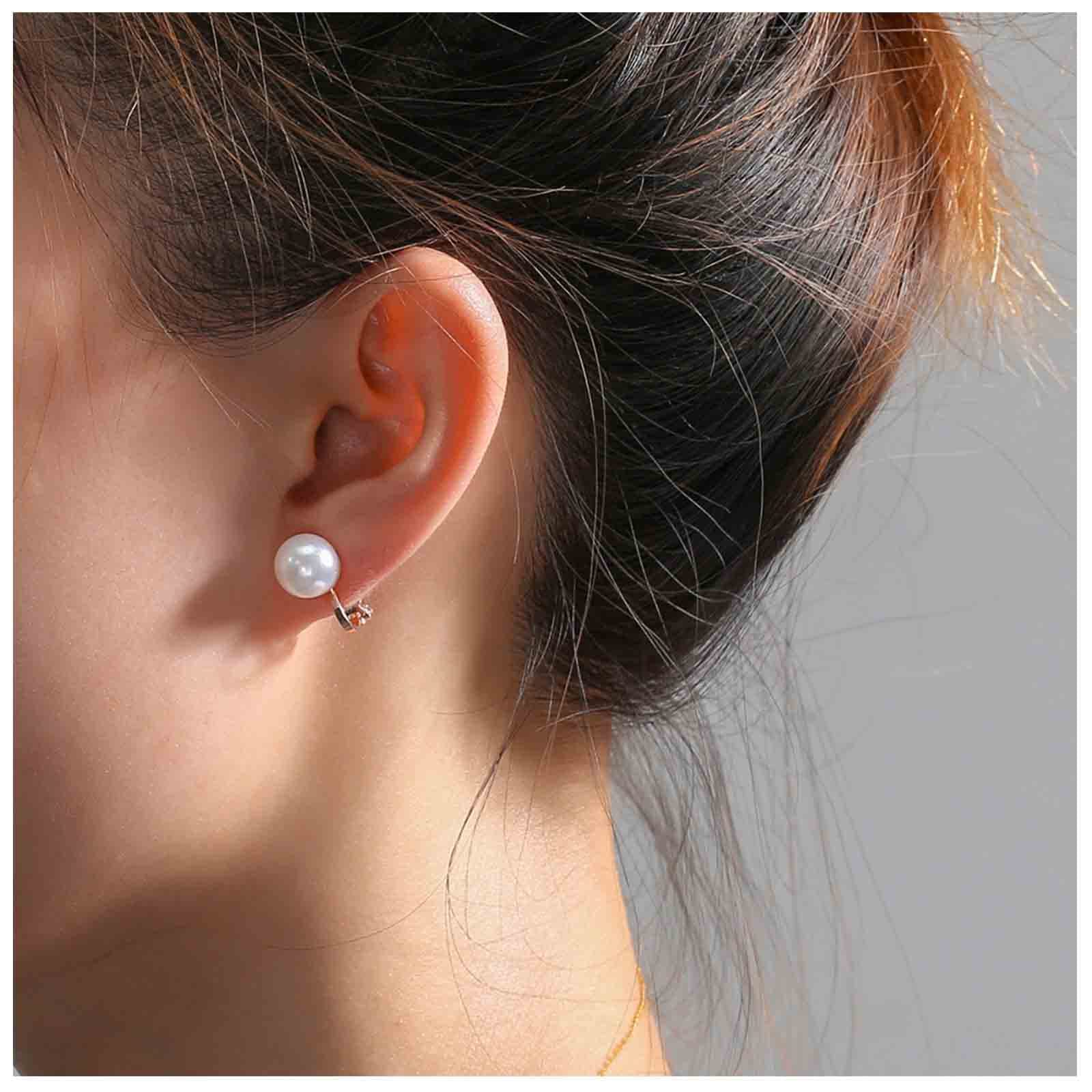 Boho Pearl Stud Earrings for Women - Silver Pearl Wrap Vintage Clip-On Earrings (No Piercing) | Perfect for Weddings, Parties & Everyday Wear