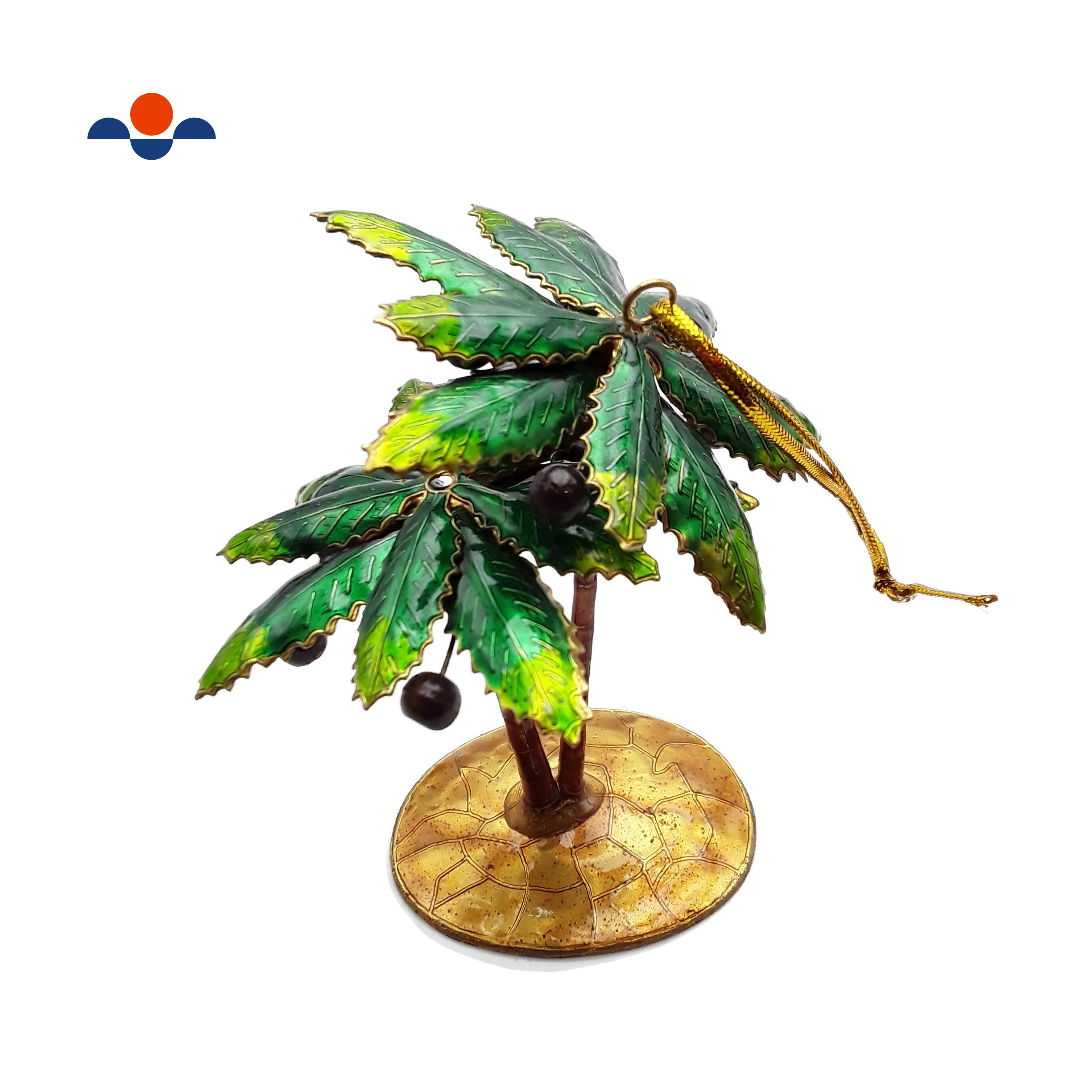 Handmade Cloisonné Christmas Tree Ornament - Tropical Palm Tree Design (3x4 Inch) - Perfect for Holiday Decor, Beach-Themed Parties & Unique Gift Ideas