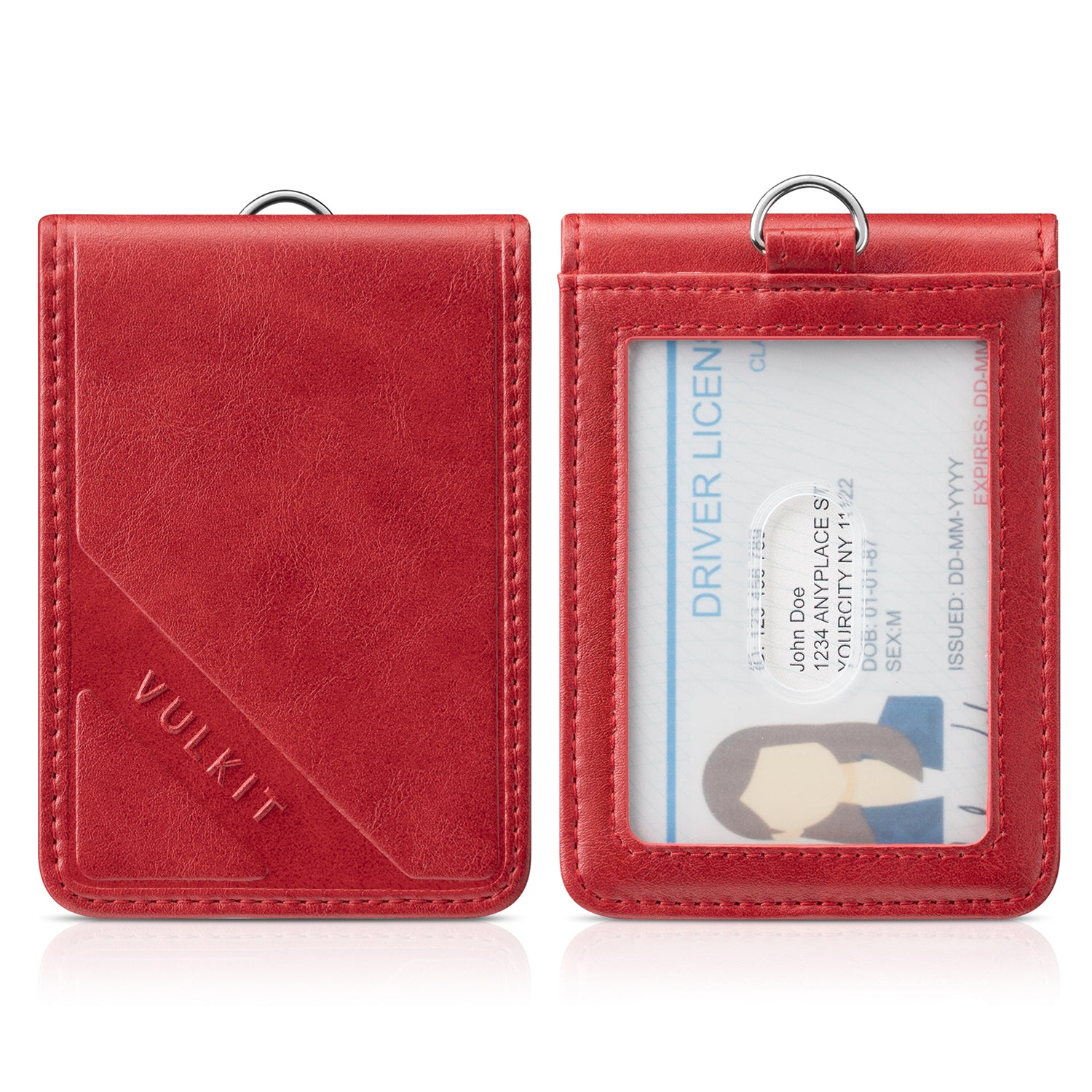VBH101 Genuine Leather Card Holder with 3 Clear ID Windows - Slim RFID Blocking Wallet for Men & Women - Perfect for Travel, Business Cards, and Everyday Use