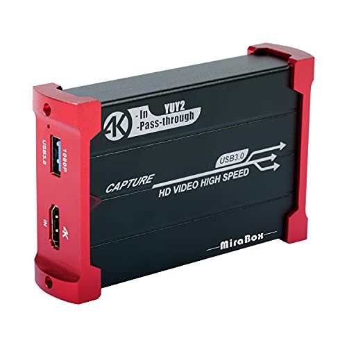 Mirabox 4K HDMI Capture Card for Nintendo Switch, PS5, Xbox - USB 3.0 1080P 60FPS Video Recorder with 4K@30Hz Passthrough for Live Streaming, Gaming & Content Creation (Works with OBS, DSLR, PS4) - Perfect for Twitch, YouTube & Professional Recording
