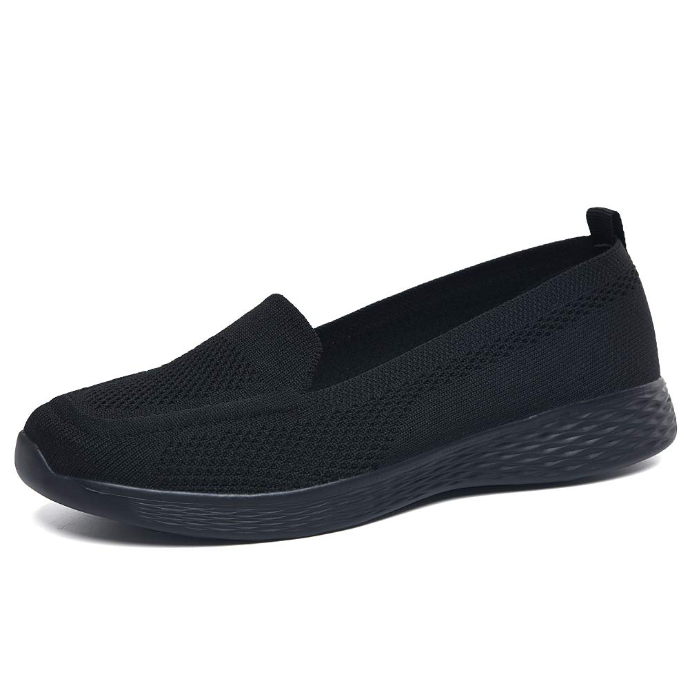 Wryweir Women's Slip-On Flat Shoes - Comfortable Knit Loafers & Lightweight Walking Sneakers for Nurses, Work, Travel & Casual Wear