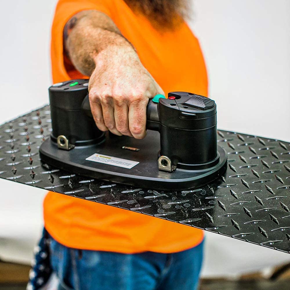 Raizidom GRABO Electric Vacuum Suction Cup Lifter - 375 lbs Capacity for Wood, Paver, Drywall, Marble & Tile - Includes 1 Battery & 1 Seal - Perfect for Construction, Masonry & DIY Home Projects