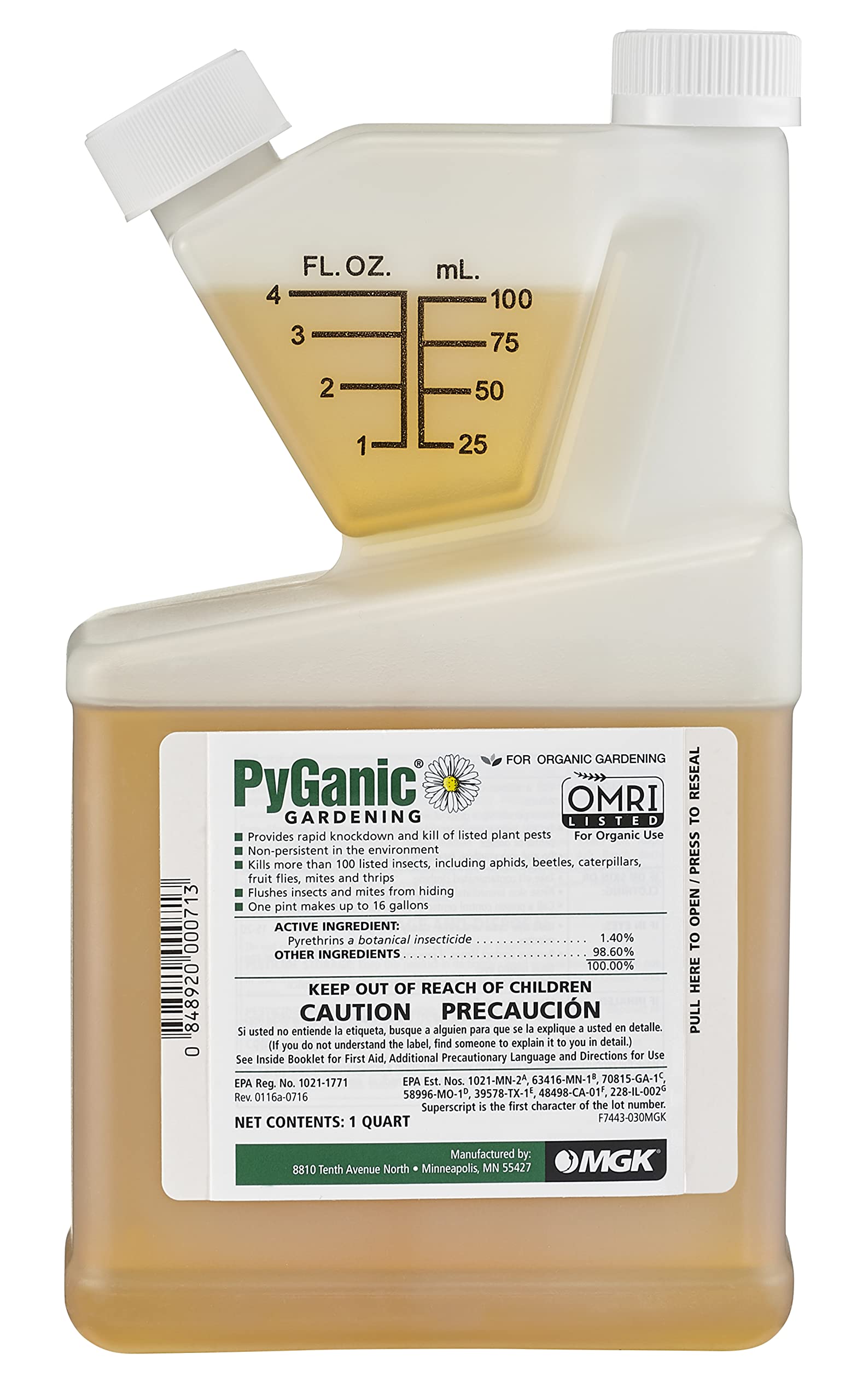 MGK 10132 Pyganic Gardening Organic Pesticide - 32oz for Home Garden, Lawn & Plant Care - Safe & Effective Pest Control for Vegetables, Fruits & Flowers
