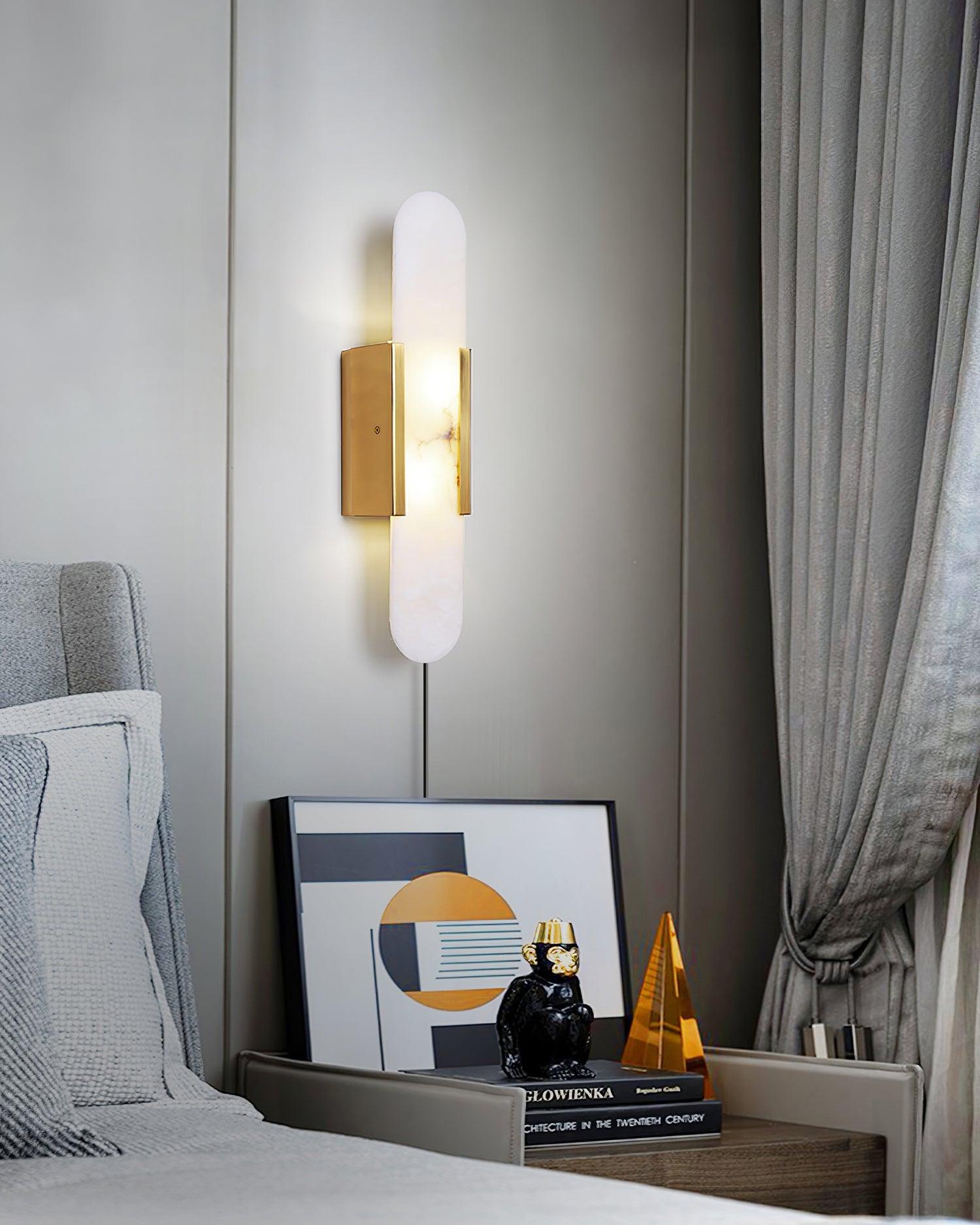 Melange Elongated Plug-in Wall Sconce Light - Modern Plug in Wall Lamp for Bedroom, Living Room & Hallway Lighting