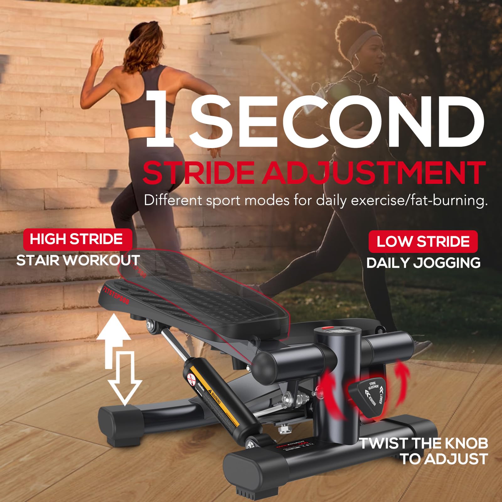 KeppiFitness Steppers for Home Workout - 350LB/400LB Capacity Stair Stepper with Resistance Bands - Full Body Cardio Exercise Equipment for Home Gym - Perfect for Indoor Fitness, Weight Loss & Toning