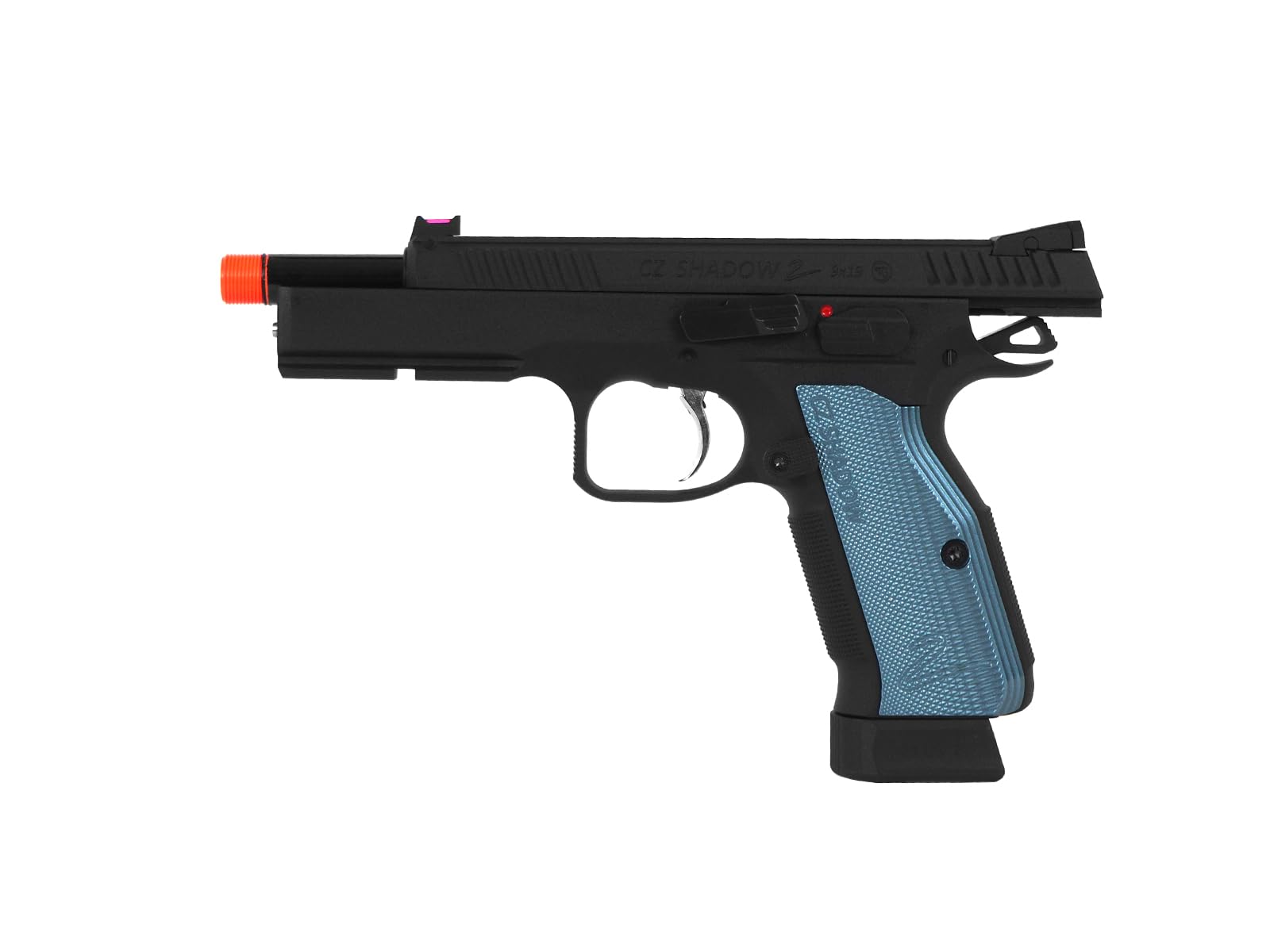 ASG CZ Shadow 2 CO2 Airsoft Pistol - Adjustable Magazine Release, Stainless Steel Recoil Spring Guide, Realistic Blowback BB Gun - Black - Perfect for Target Practice, Airsoft Games & Training Simulation