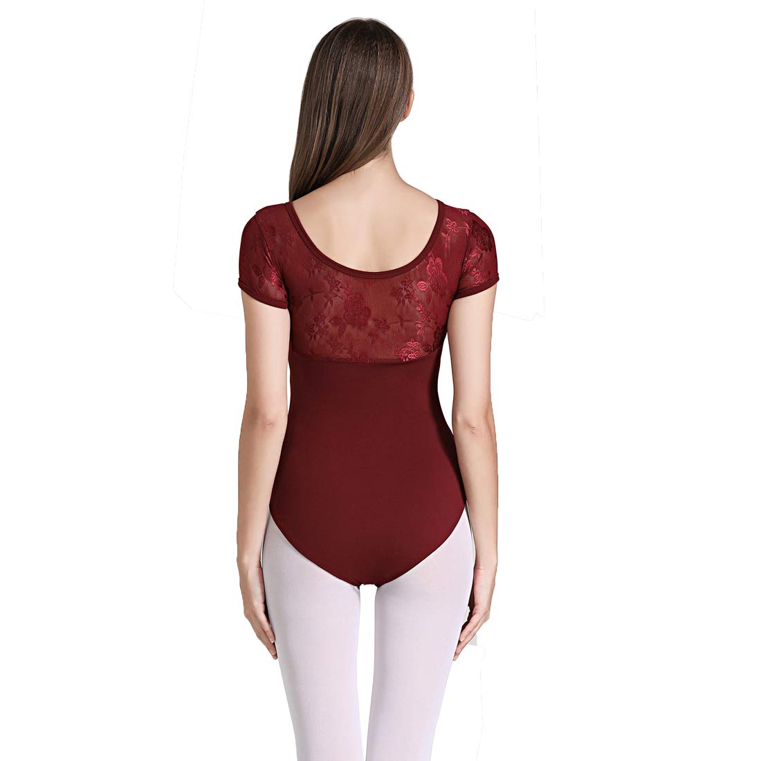 Women's Ballet Leotard Short Sleeve Dance Bodysuit - Comfortable Stretchy Performance Wear for Ballet, Gymnastics & Dance Classes