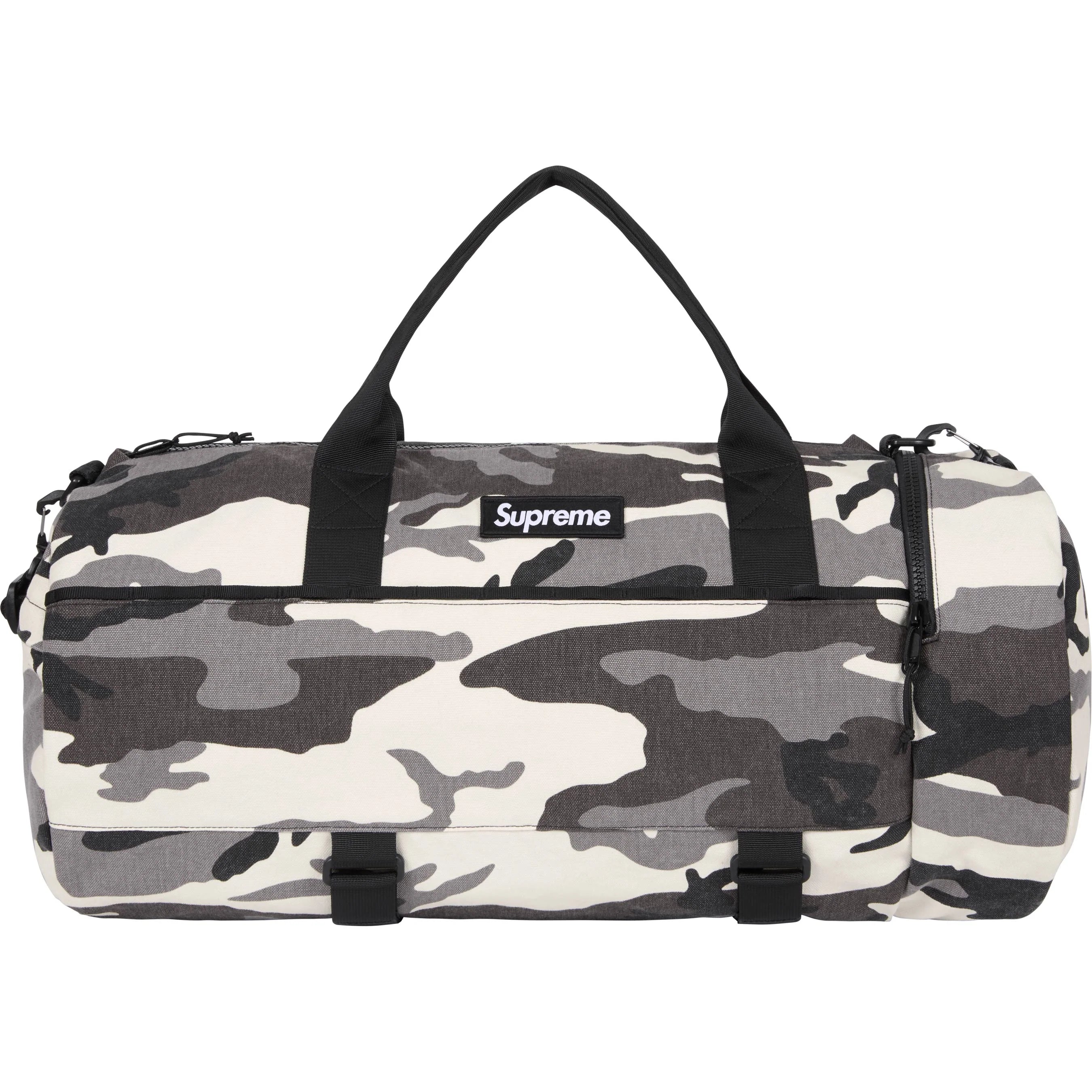 Supreme SS25 Duffle Bag - Waterproof Travel Duffel with Snow Camo Print - Perfect for Gym, Travel & Outdoor Adventures