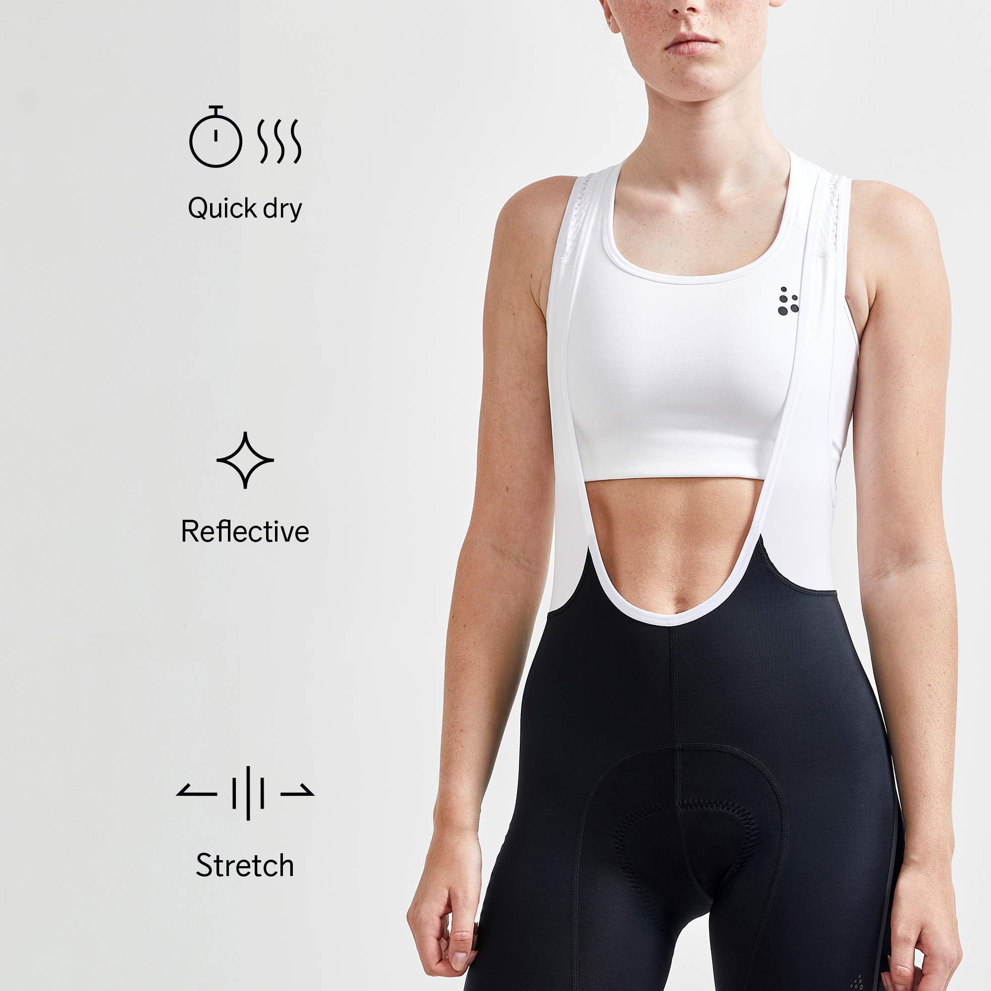 Craft Sportswear Women's ADV Endurance Lumen Bib Shorts - High-Performance Cycling Shorts for Women with Reflective Details | Perfect for Long-Distance Rides, Road Biking & Training Sessions