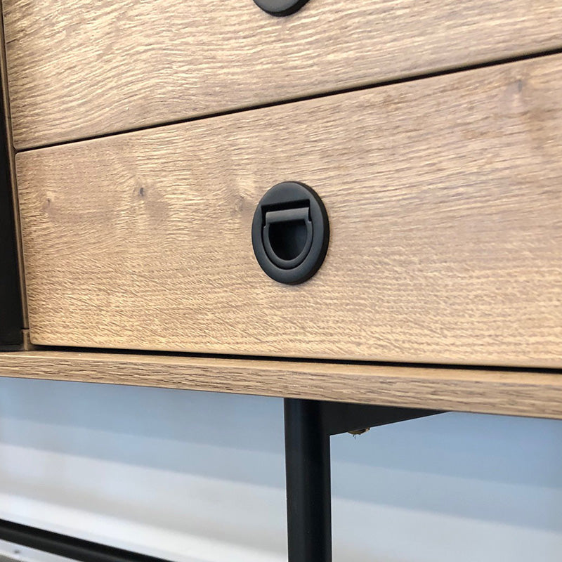 BAYLEN 1.6M Sideboard Buffet Cabinet - Warm Oak & Black Finish - Perfect for Dining Room Storage & Living Room Organization