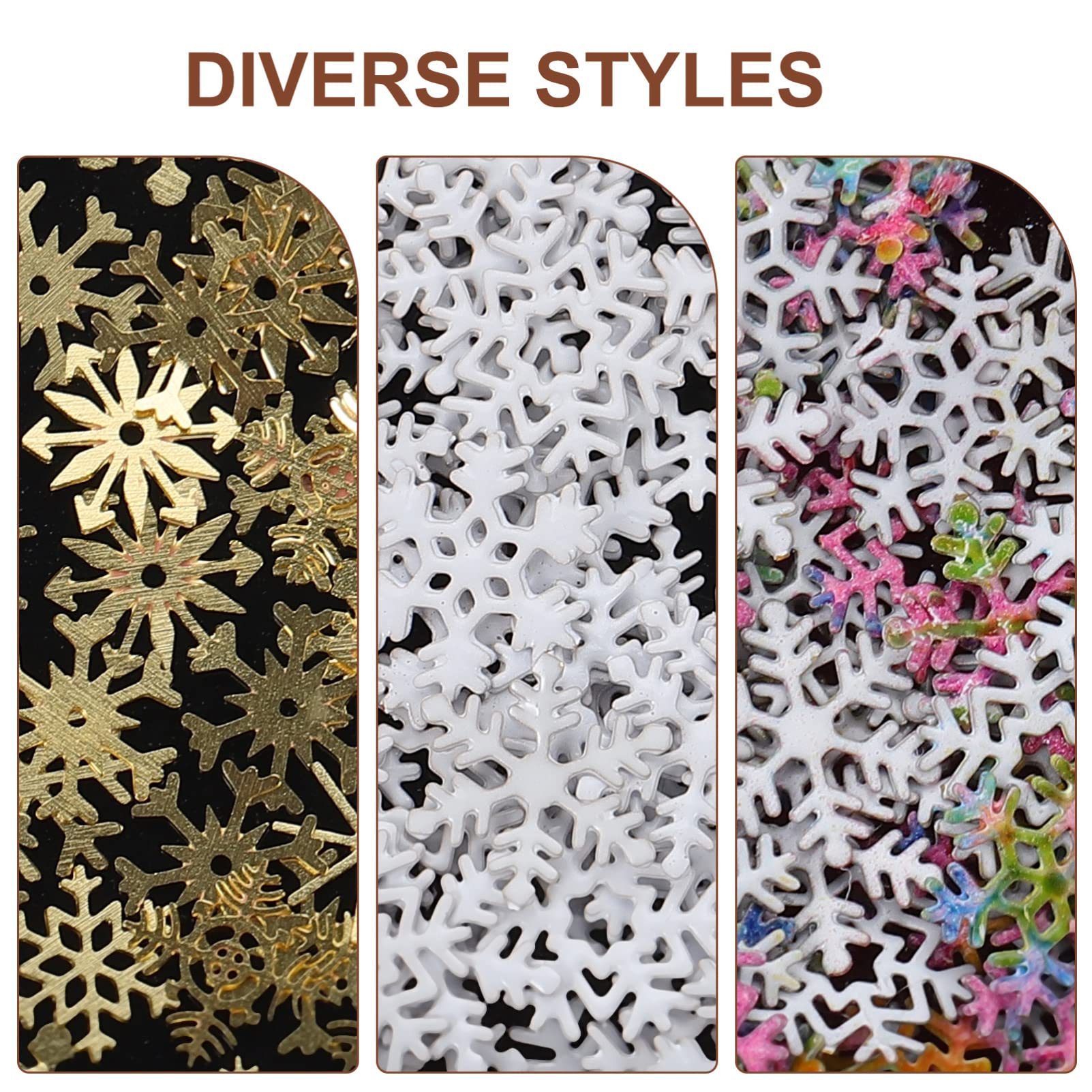 LALAFINA Christmas Nail Art Stickers - 3 Boxes Snowflake Nail Decals for DIY Manicure, Holiday Nail Decorations with Sequins & Glitter | Perfect for Christmas Parties, Gift Wrapping, and Festive Nail Designs
