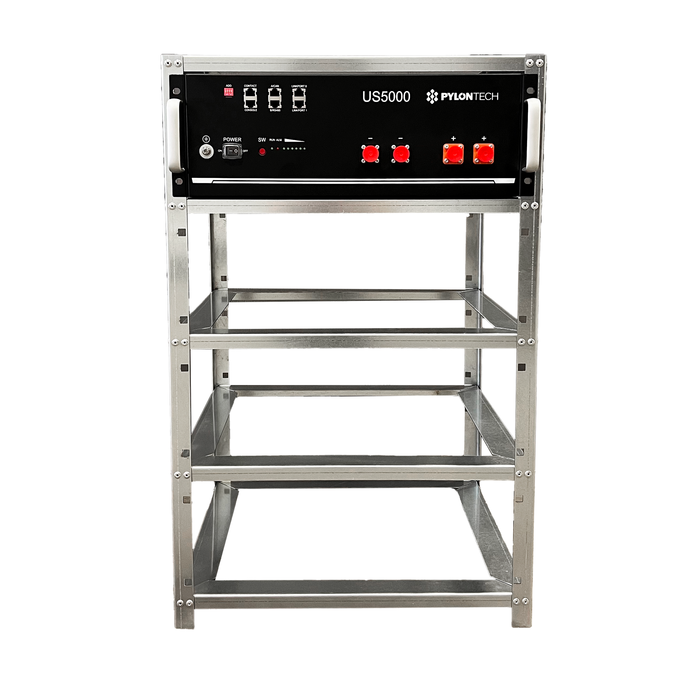 Elios Pylontech Battery Rack for 4 X US5000 | Heavy Duty Galvanized Steel Solar Battery Storage Rack | Perfect for Home Solar Systems & Off-Grid Power Storage