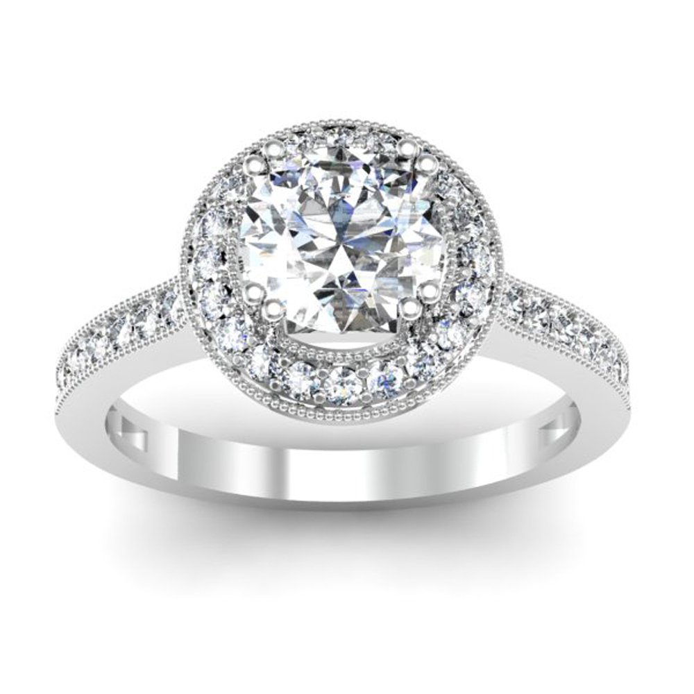 1.15 Cttw 14K White Gold Round Diamond Halo Engagement Ring for Women - Dazzlingrock Bridal Collection, Perfect for Proposals & Anniversary Gifts
