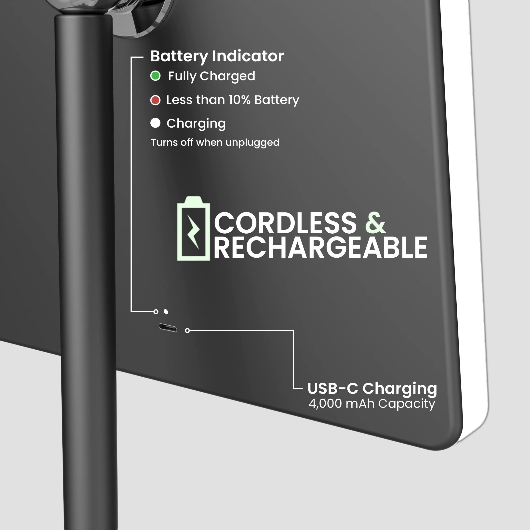 Orbit Mirror - 7X Magnification LED Vanity Mirror with Dimmable Lights, Rechargeable Makeup Mirror for Tabletop | Perfect for Makeup, Skincare & Grooming | Phantom Black