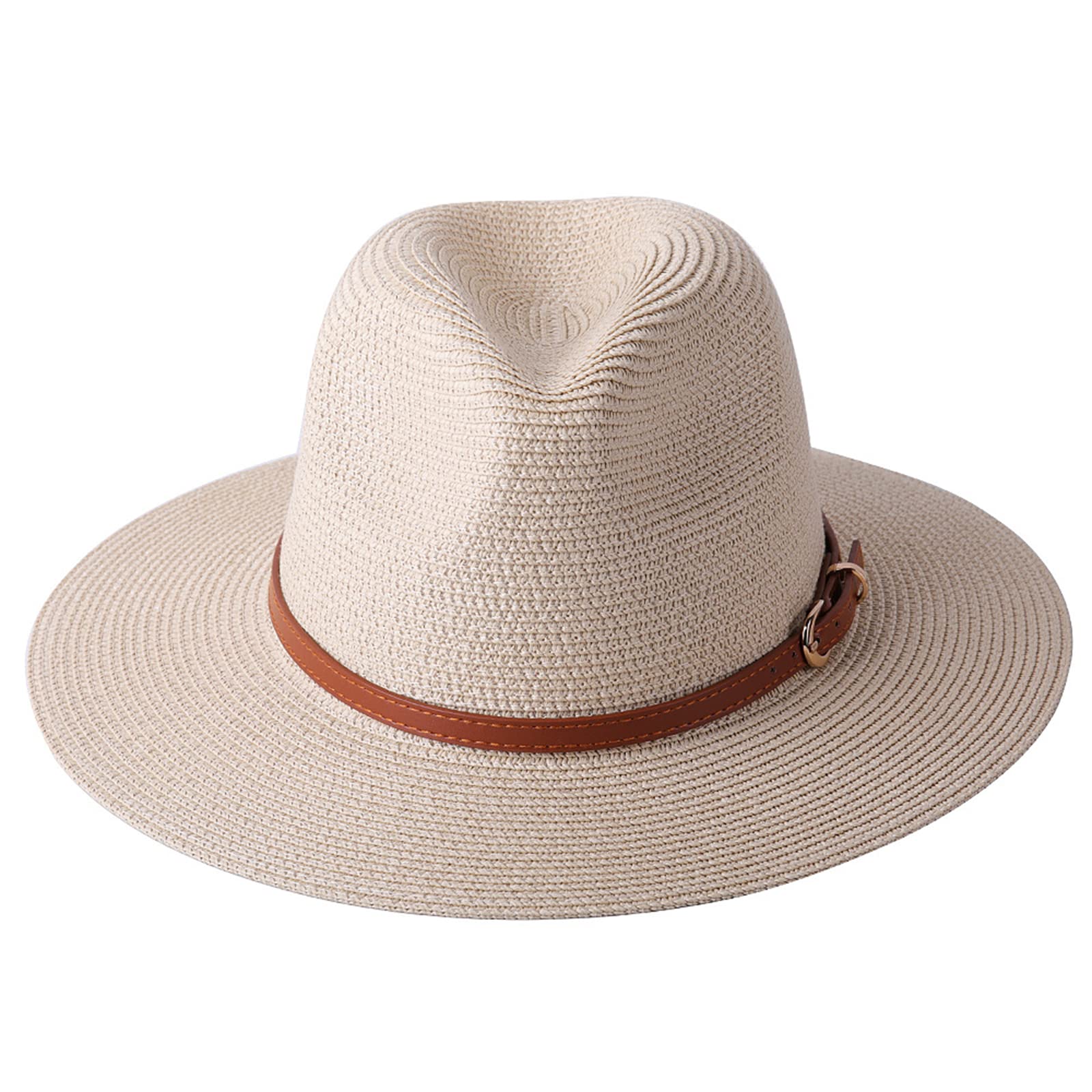 Vintage Raffia Straw Fedora Hat for Women & Men - Wide Brim Sun Hat with Hollow Ribbon & Adjustable Belt - Perfect for Beach, Summer Outfits & Sun Protection