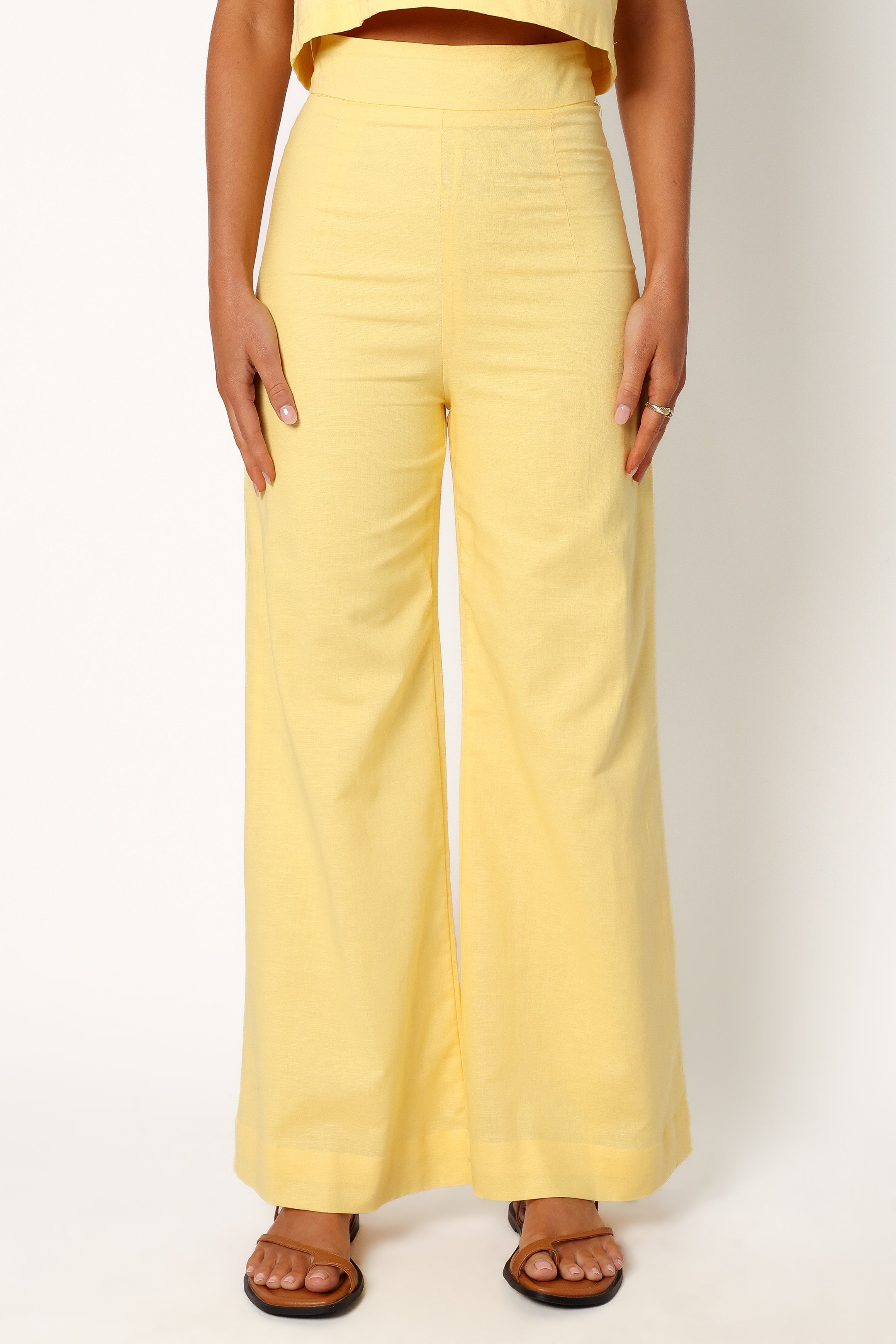 Devlin Women's High-Waisted Butter Yellow Pants - Soft Stretch Comfort for Work, Travel & Casual Wear