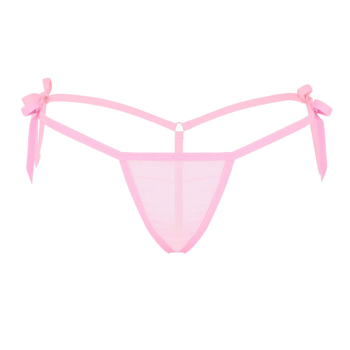 Sexy Women's Sheer Mesh Low Rise Lingerie Tie-Side G-String Thong T-Back Panties - Comfortable Invisible Underwear for Date Night, Boudoir & Sensual Wear