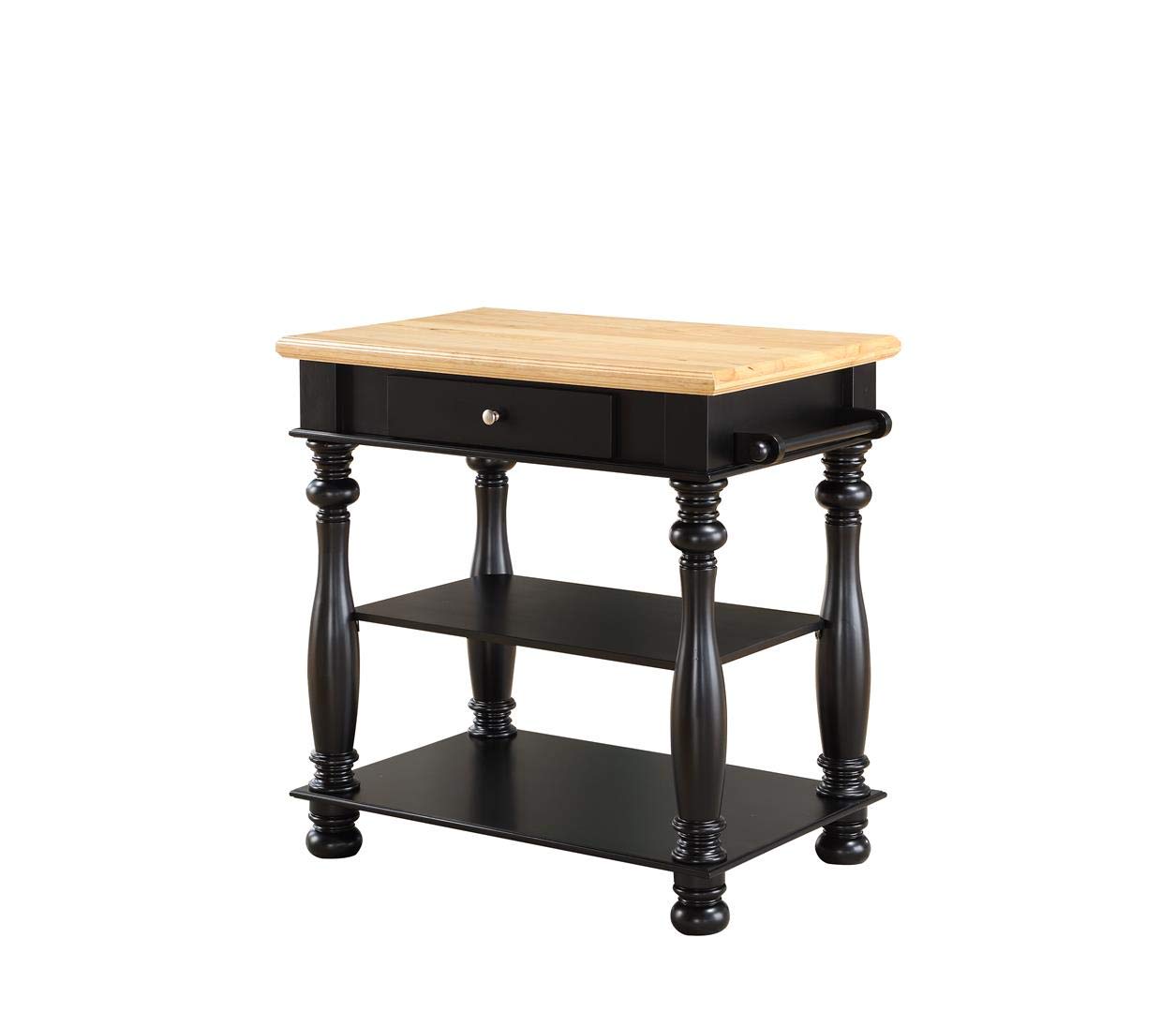 Bernards Birch Kitchen Island with Storage - Black Wooden Kitchen Cart for Small Spaces, Countertop Organizer & Prep Station - Perfect for Apartments, Condos & Home Kitchens