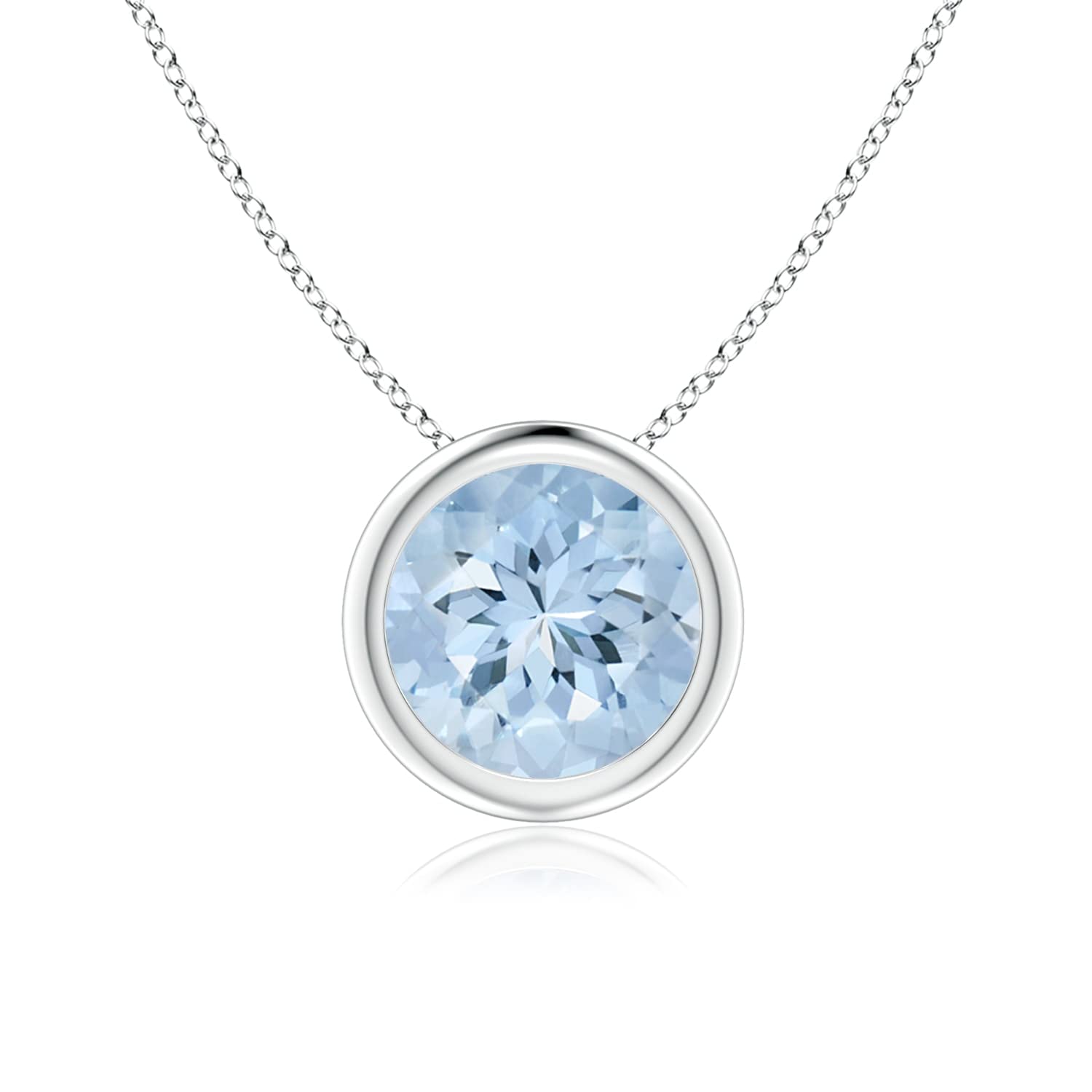 Angara Round Natural Aquamarine Solitaire Pendant Necklace - 1.12 Carat AA Quality Blue Gemstone Jewelry for Women, Perfect for Birthday, Anniversary & Valentine's Day Gifts