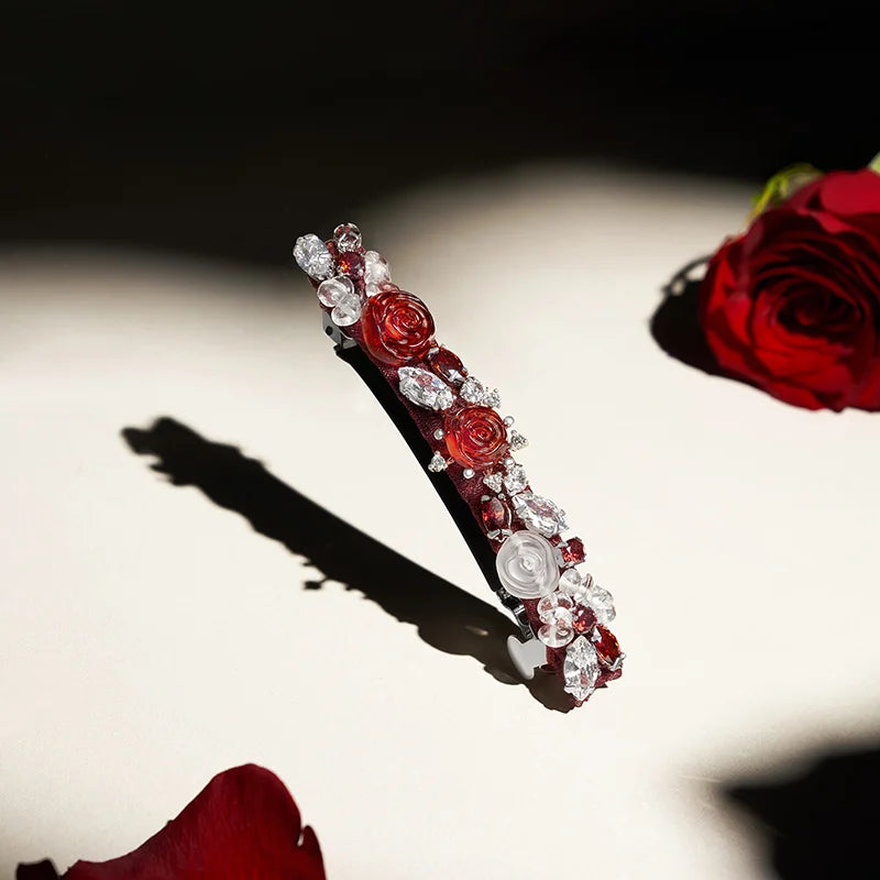Rose Hair Clips for Women - Medium Size Floral Barrettes for Girls & Teens - Perfect for Weddings, Parties & Everyday Hairstyles