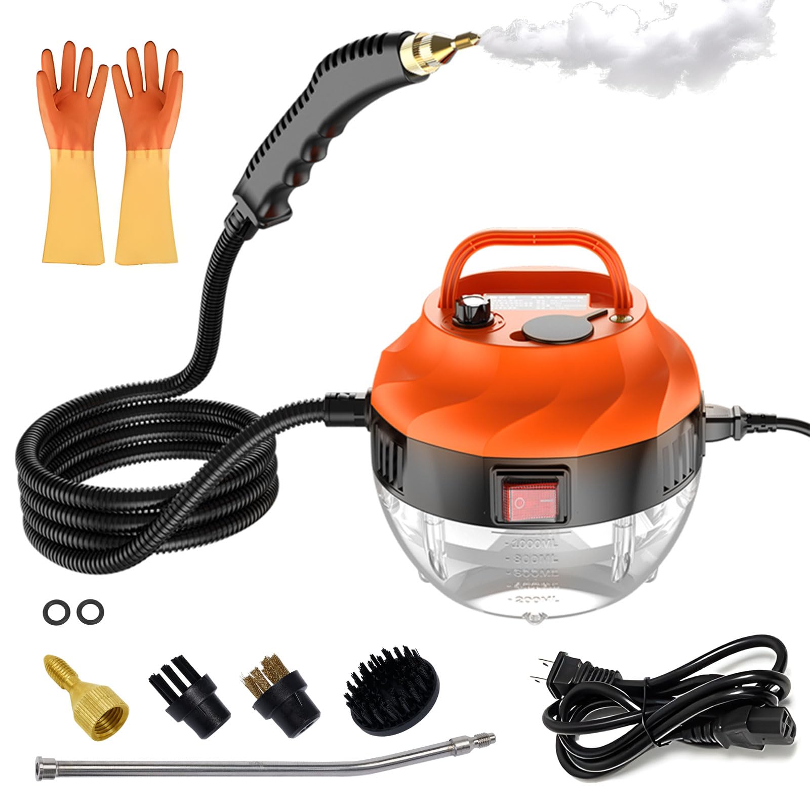 2500W High Pressure Handheld Steam Cleaner with 6 Adjustable Gears - Portable Home & Car Steam Cleaner for Upholstery, Tile Grout, Kitchen, Bathroom - Ideal for Deep Cleaning Floors, Carpets, and Hard Surfaces