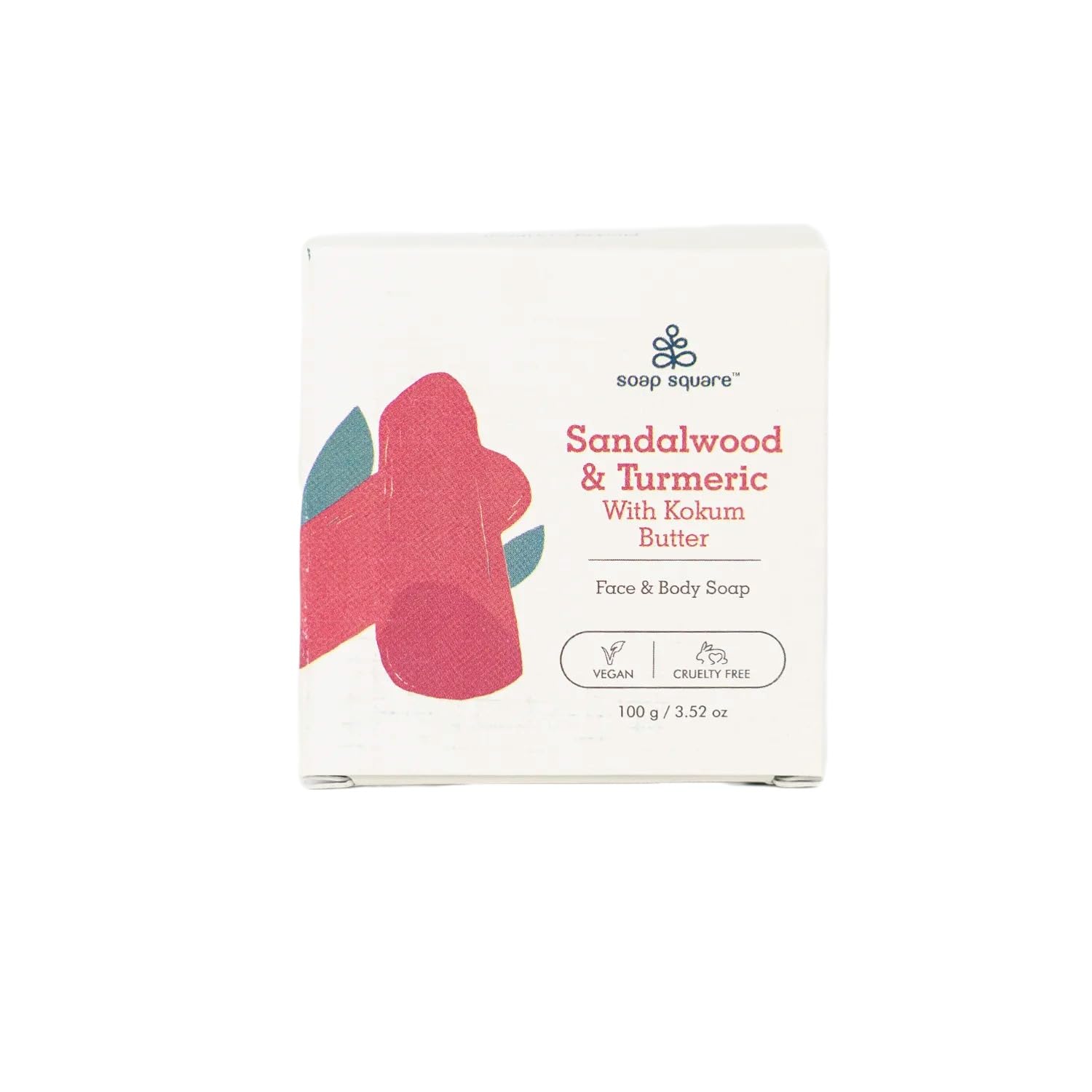 Organic Sandalwood & Turmeric Soap with Kokum Butter - SLS Free, Paraben Free, Cruelty-Free, Vegan, Handmade in India (100g) - Perfect for Sensitive Skin Care & Natural Gift Sets