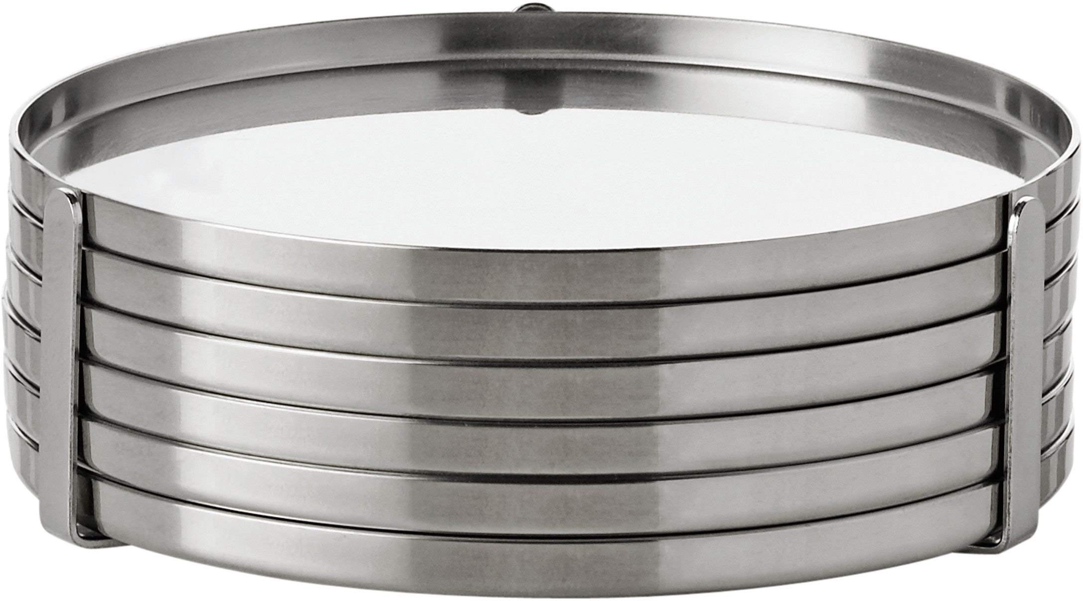Stelton 6-Piece Stainless Steel Coasters Set - Elegant Drink Protectors for Coffee Tables, Bars & Home Decor